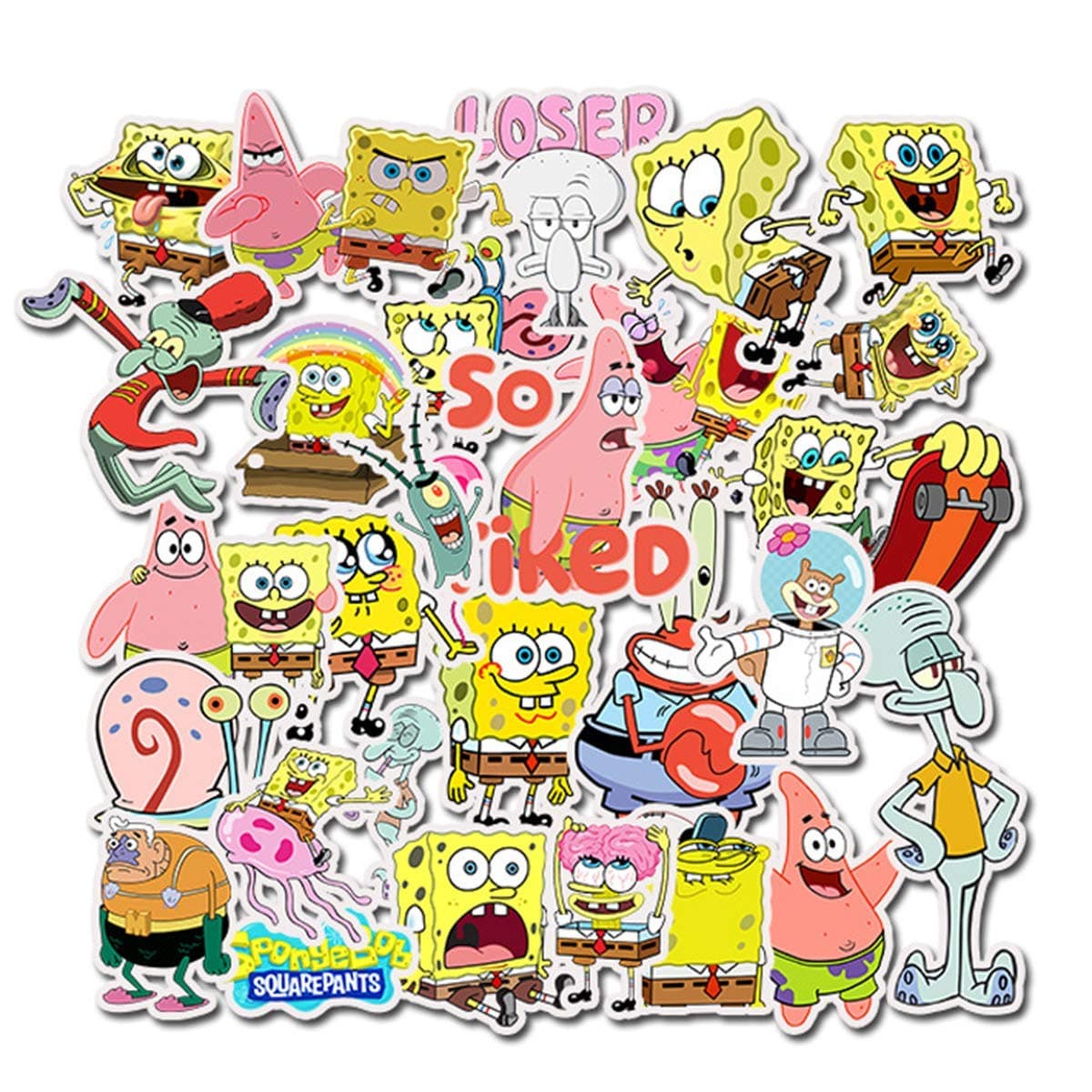 Spongebob Squarepants Stickers Laptop Stickers Waterproof Skateboard Snowboard Car Bicycle Luggage Decal 50pcs Pack (Spongebob Squarepants)