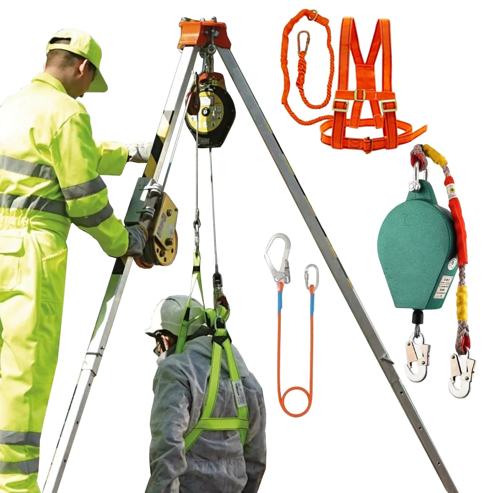 Confined Space Tripod - Rescue Tripod System with 1200 1800 2600 LBS Winch & 10m Fall Protection, Lifting and Rescue Equipment for Working In High Places/ Well/ Manhole/ Sewer ( Size : 1200LBS Winch+S