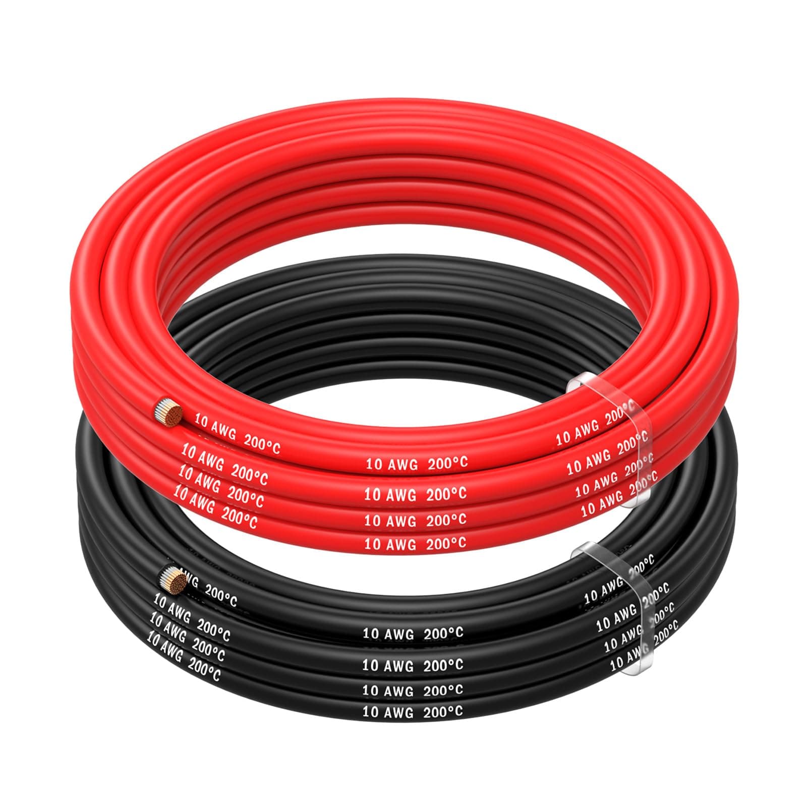 MMOBIEL 10 AWG - 6mm² Battery Electrical Cable Red and Black 2.5 m / 8.2 ft Silicone Wire 1050 Core Strands for RC Drone, Aircraft, Trucks, Auto, Battery Clamp Cable