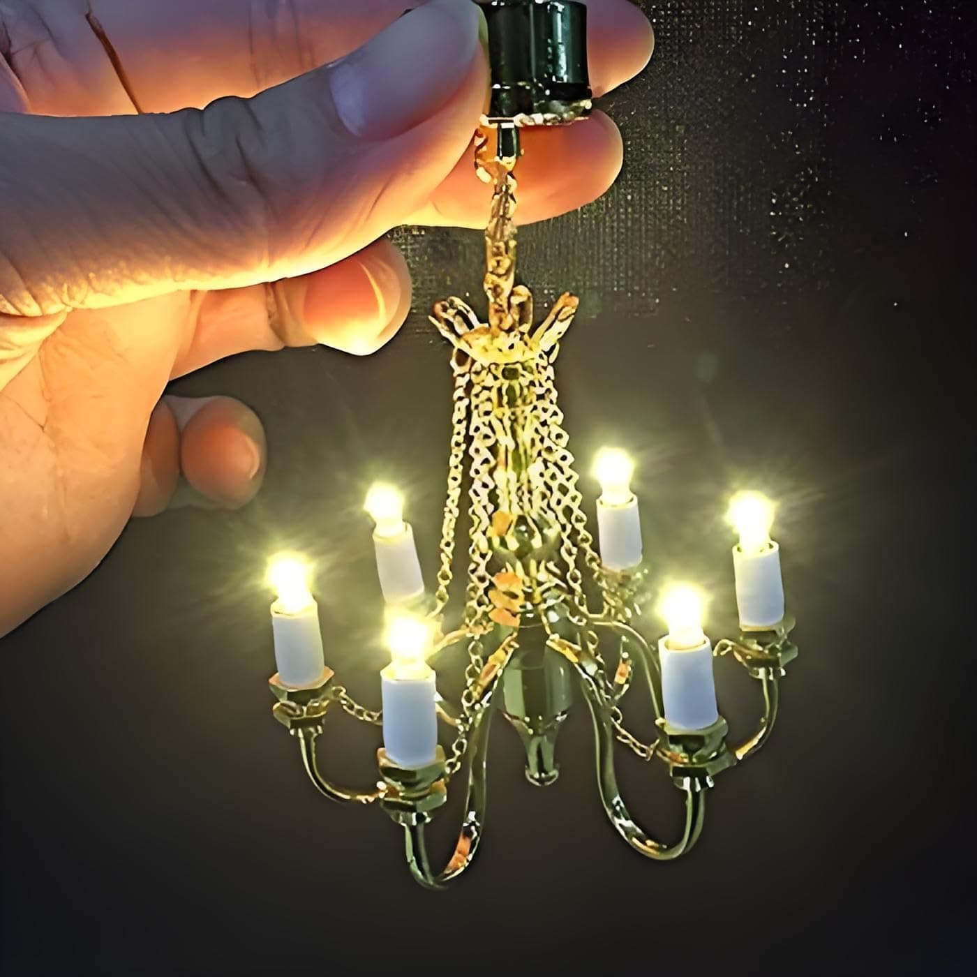 1:12 Doll House Miniature Hanging Lamp Mini Ceiling Light 6-Arm Ceiling Light for Dollhouse Accessories (6-Arm Golden)