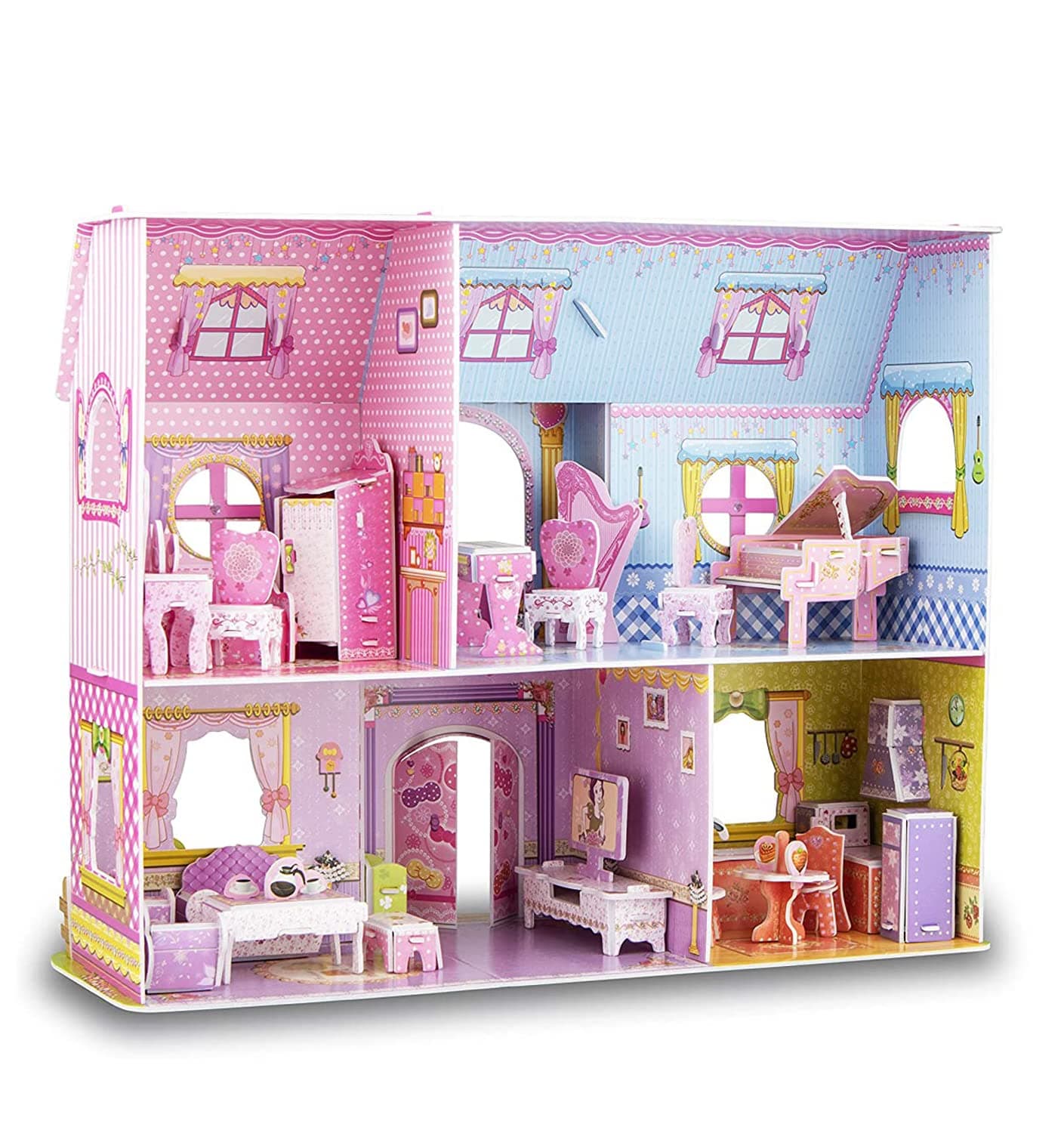WISESTAR Large Princess Castle 3D Puzzles Model Dollhouse Kits for Girls, 92PCS Fairytale House with Furniture, Educational Toy Birthday for Kids and Adults Fit for Kids Over 8 Years