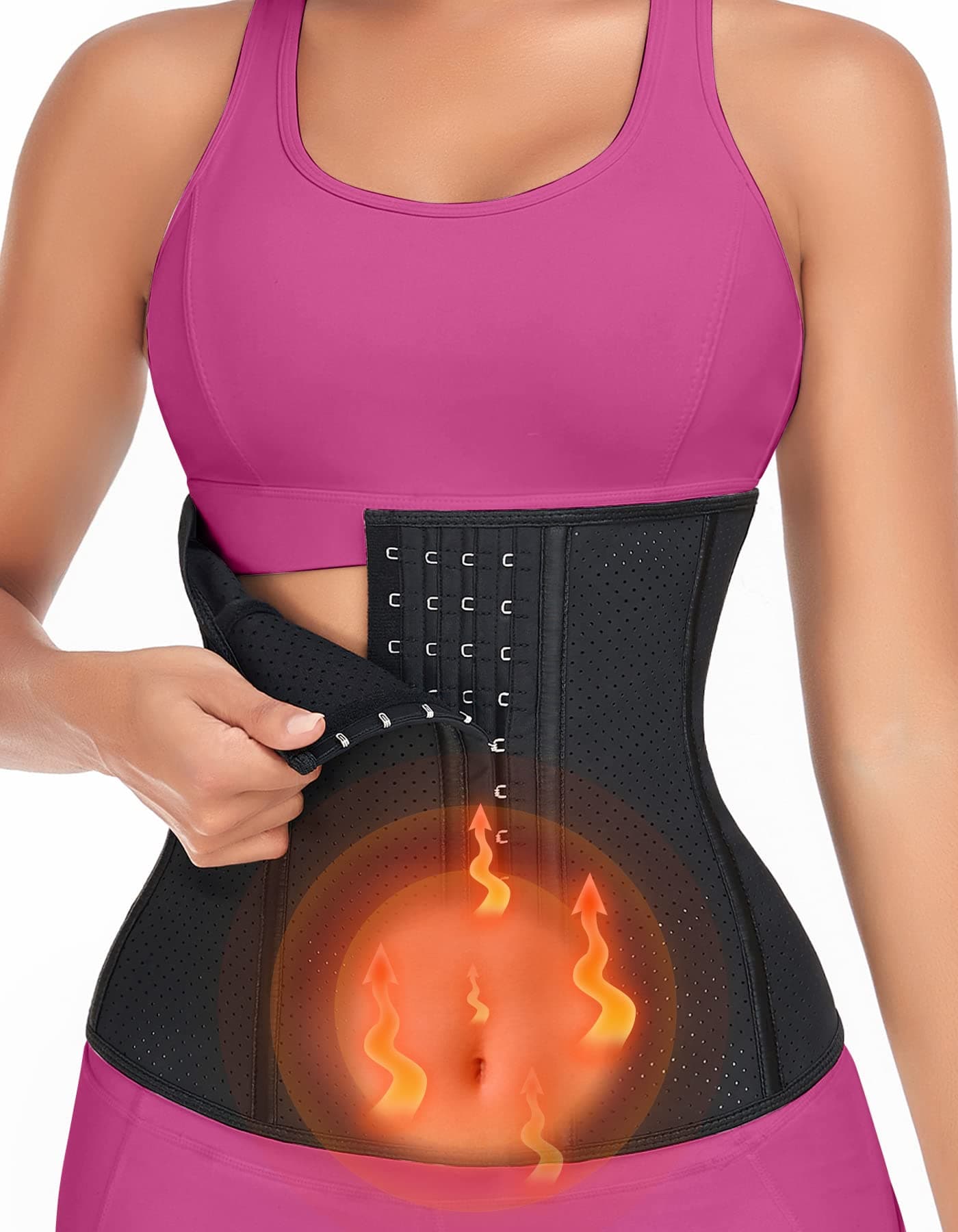 Waist Trainer for Women,Breathable Corset Cincher Body Shaper with Steel Bones Latex Girdle 3 Hooks