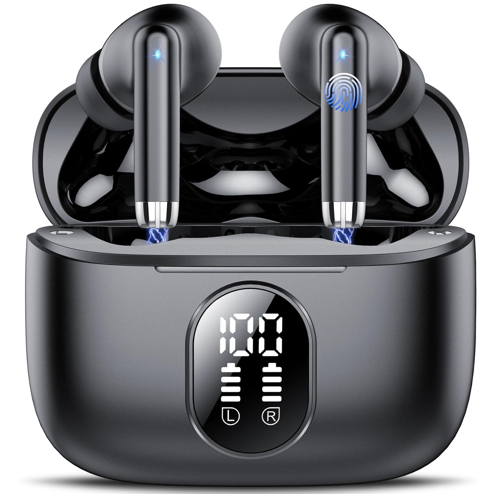 Wireless Earbuds, QXQ Bluetooth 5.3 Headphones in Ear 40H Playtime, Ear buds Deep Bass, Bluetooth Earbuds Built-in HD Mic, IPX7 Waterproof, Earphones Light Weight, Touch Control, Portable Design,USB-C