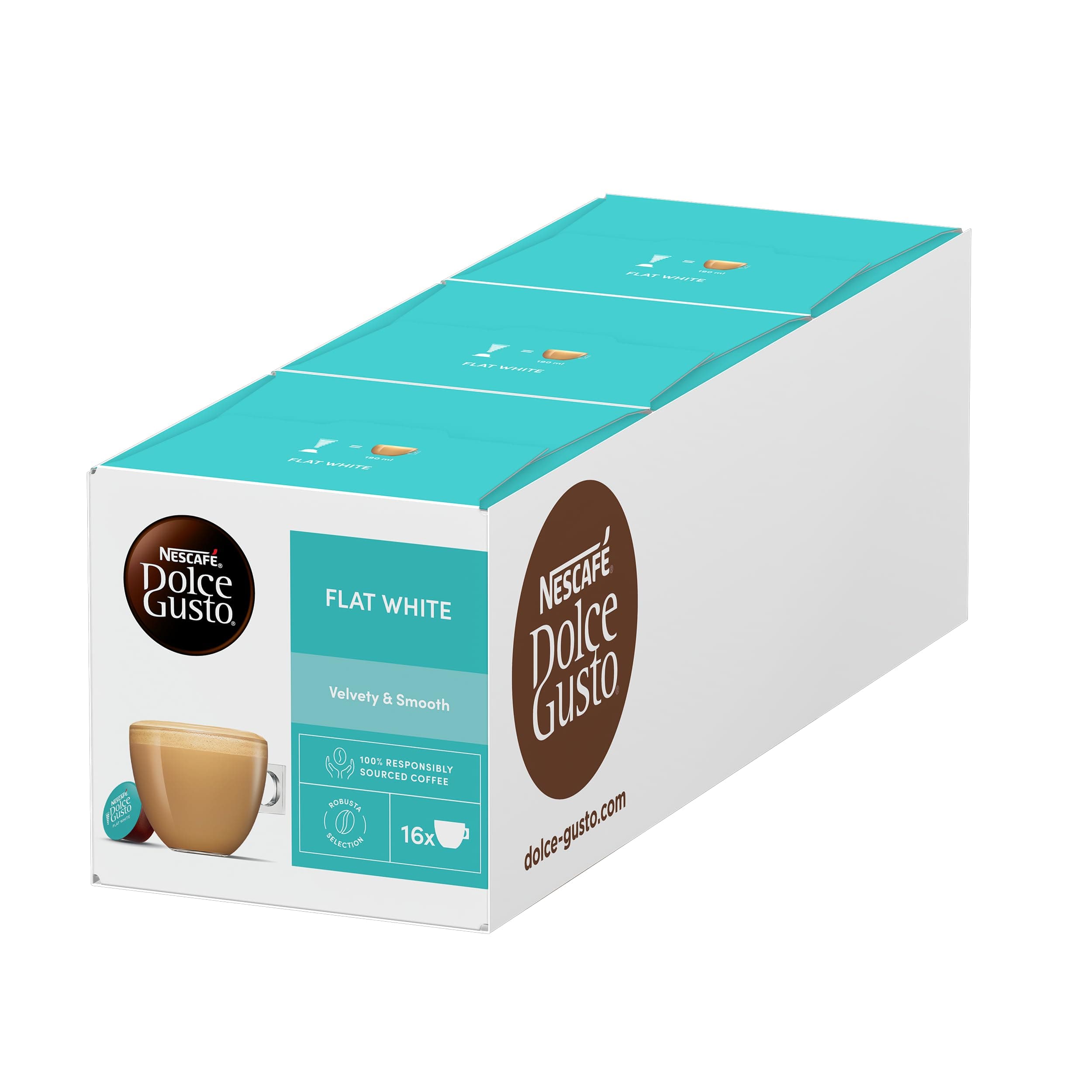 Dolce Gusto Nescafé Flat White Coffee Pods, 16 Capsules (Pack Of 3-Total 48 Capsules, 48 Servings),561 Grams