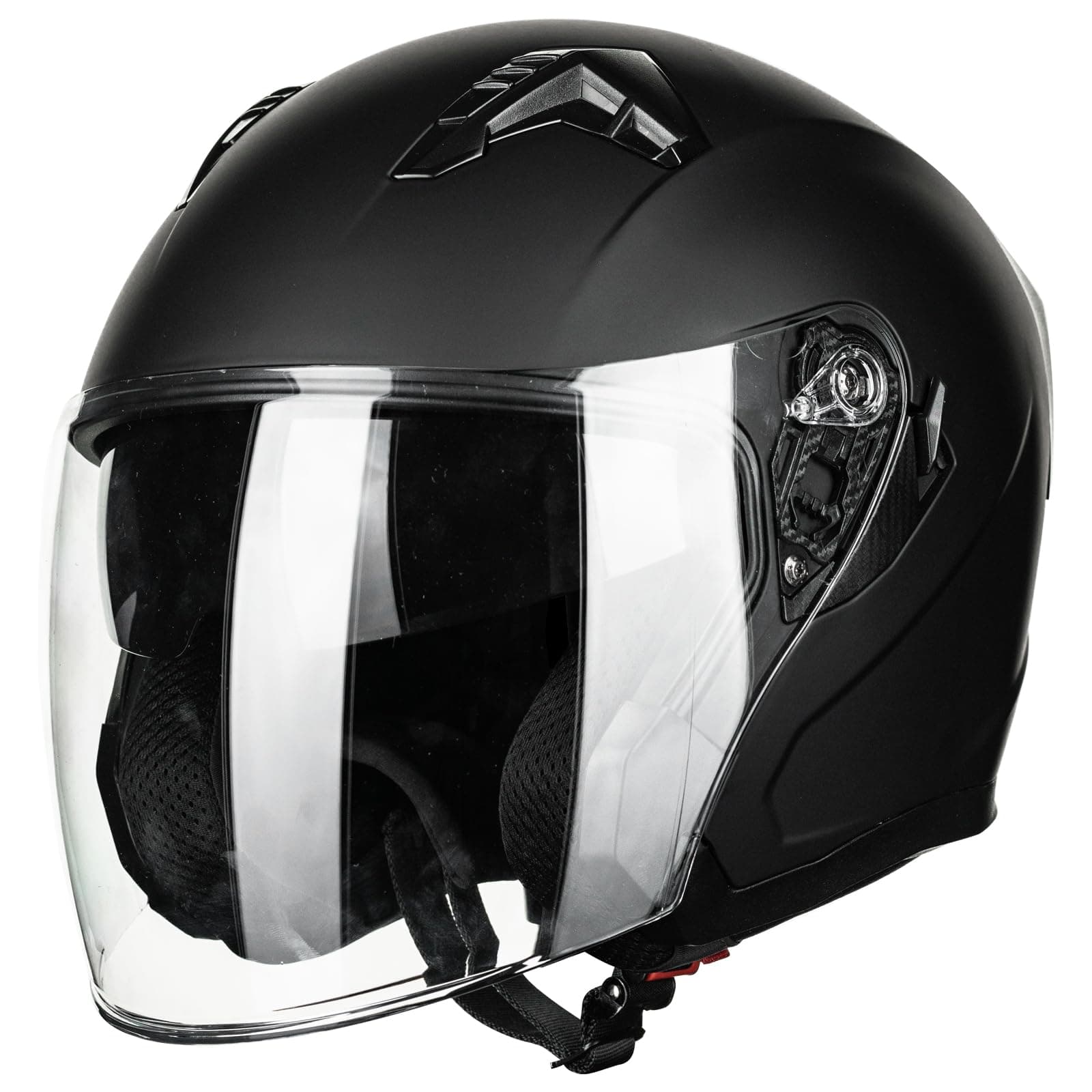 Open Face Motorcycle 3/4 Helmets with Dual Visor for Men Women DOT Moped Scooter Cruiser Helmet Model AU-MO328