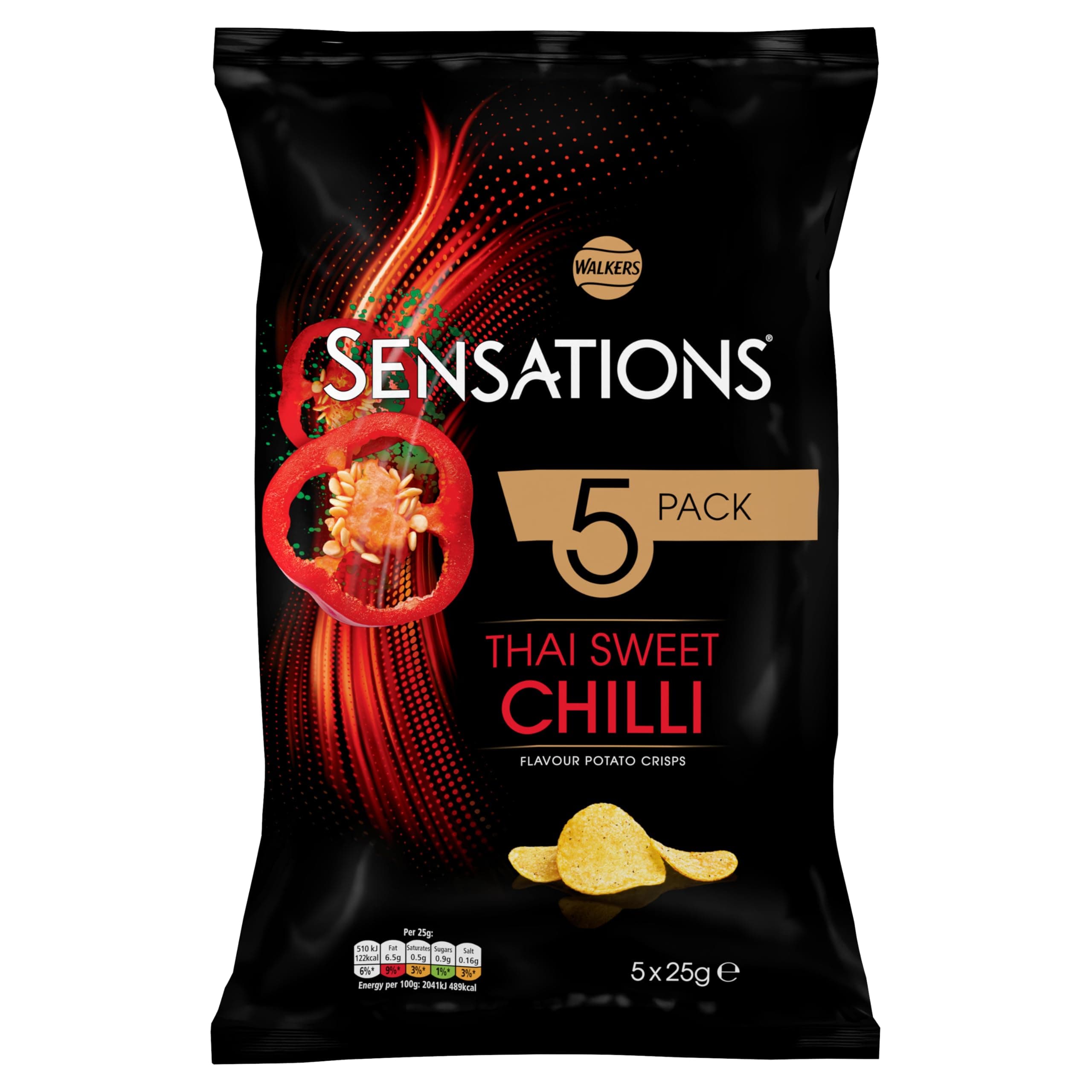 Walkers Sensations Thai Sweet Chilli Multipack Crisp,25G 5PK18CS NHFSS