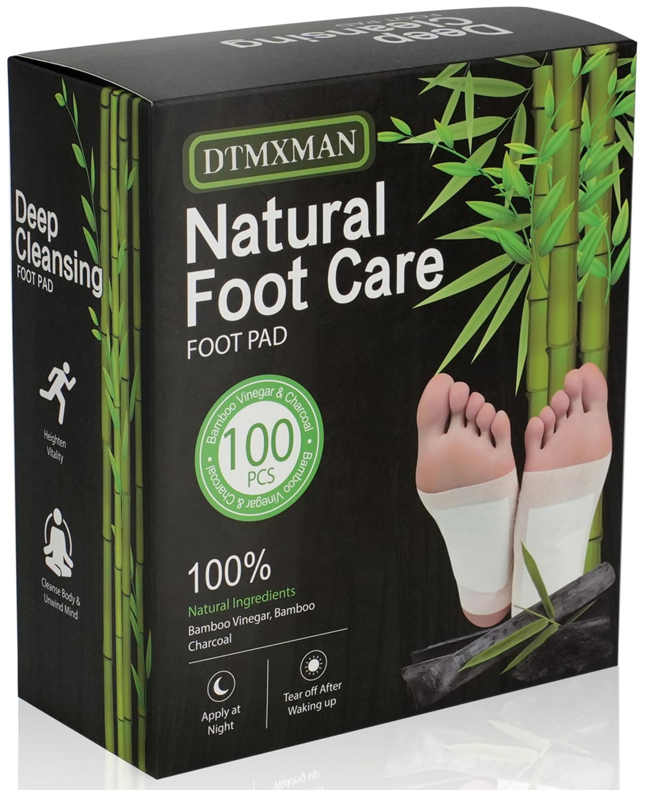 100 Packs Bamboo Foot Pads, Natural Cleansing, Promoting Sleeping, Suitable for Daily Relaxation Foot Paches, Included 100 Adhesive Sheets and 100 Foot Pads