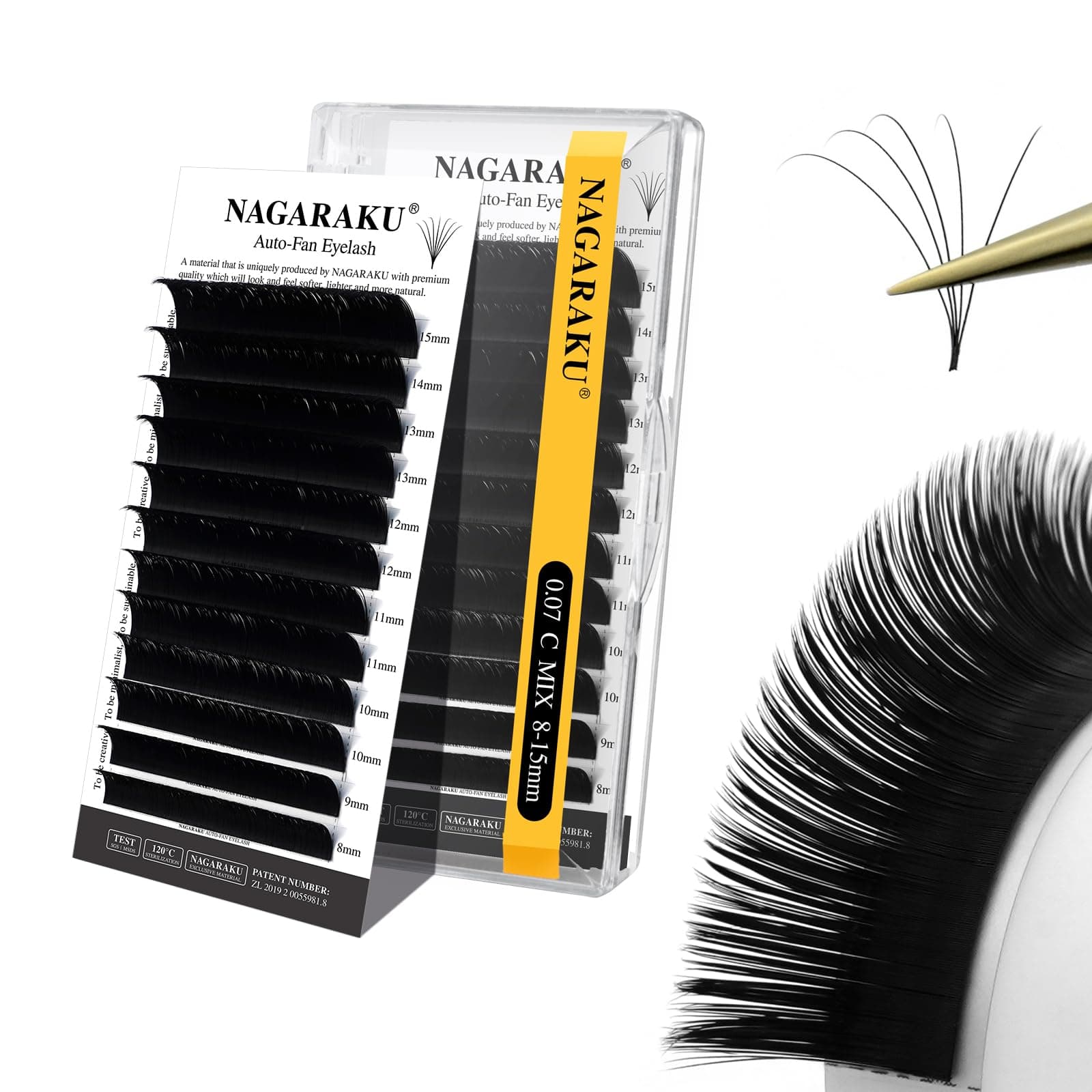 Easy Fan Eyelash Extensions Volume Lash 0.07 C curl 8-15mm Mix Tray Rapid Blooming Faux Mink Cluster Easy Fanning Pestañas Soft Natural Lashes Supplies for Beginners & Professional Salon Use