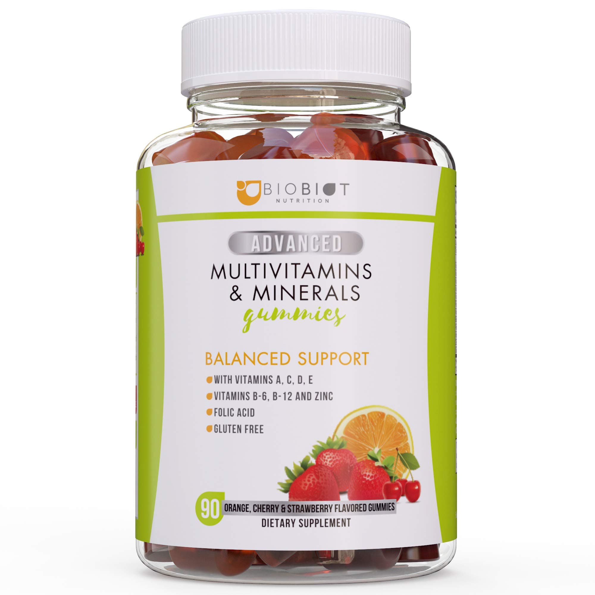 Advanced Biobiot Multivitamin Gummies for Women and Men – Adult Gummy Vitamins B, C, E, B12, B6, Calcium and More – 100% Gluten Free Formula - for Overall Health and Immune System Support