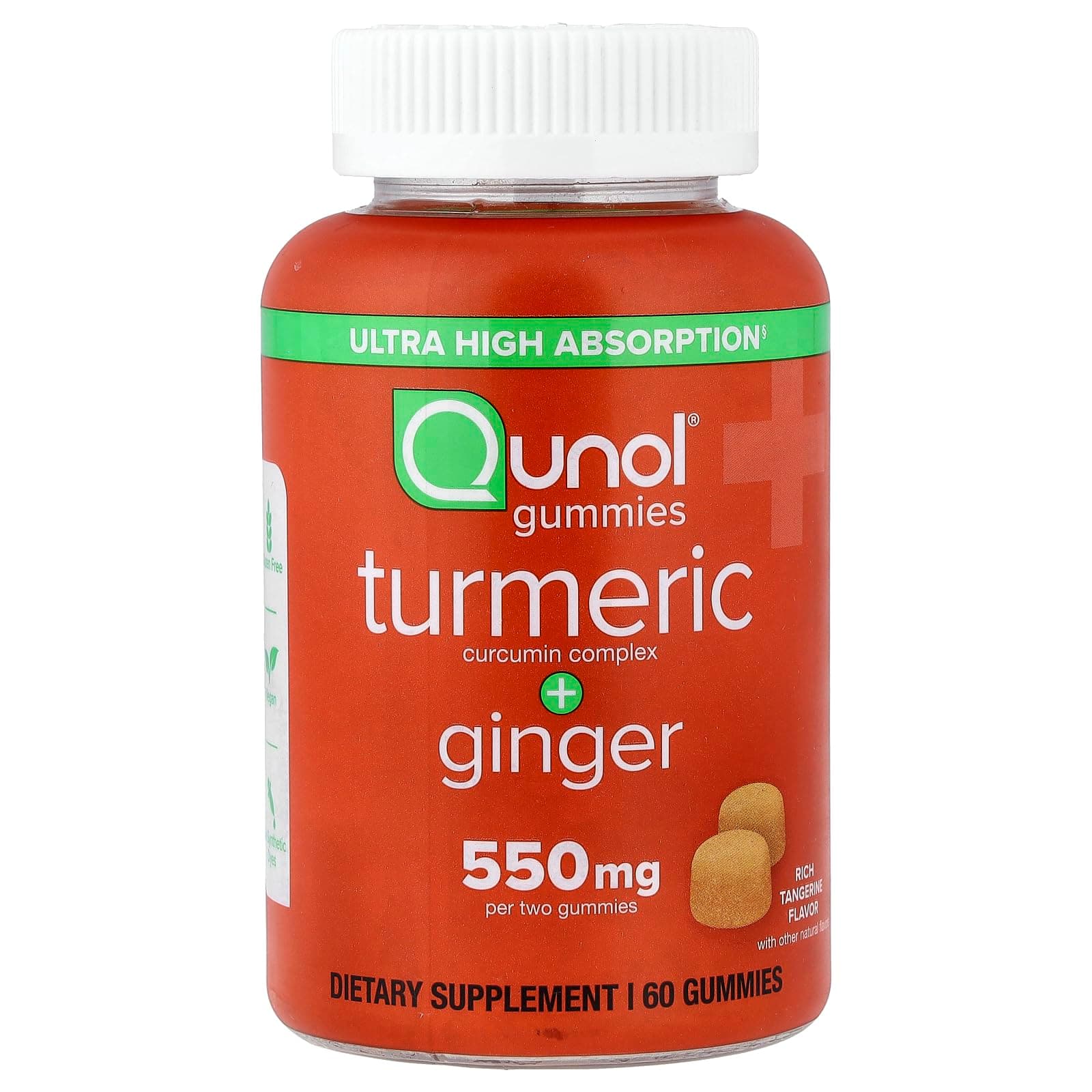 Turmeric and Ginger Gummies, Gummy with 500mg Turmeric + 50mg Ginger, Joint Support Supplement, Ultra High Absorption, Vegan, Gluten Free, 1 Month Supply 60ct