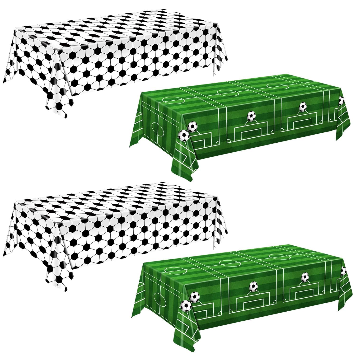 4 Pieces Soccer Tablecloths - Soccer Birthday Party Decorations Soccer Table Cloth Soccer Tablecloth Plastic Table Cover for Sports Soccer Theme Party Decorations, 54 x 108 Inch