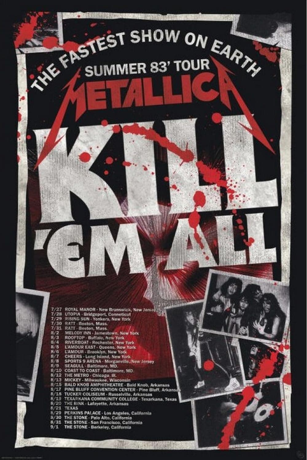 Officially Licensed Metallica - Kill'em All 83 Tour 24 x 36 Inch Art Poster - Decorative Print - Poster Paper - Ready to Frame