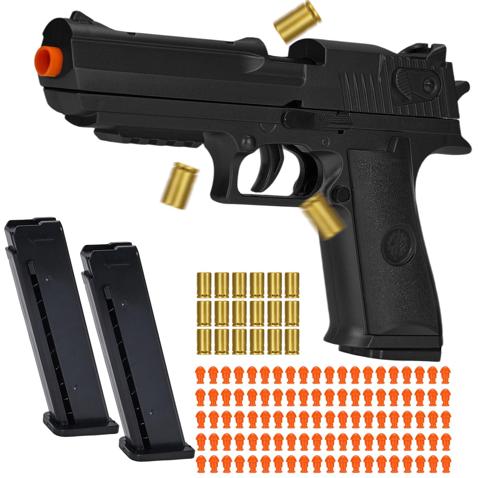 - Automatic Shell Ejecting Toy Gun with 100 Soft Bullets,Realistic Toy Gun Pistol,Christmas Birthday Gifts for Kids Adults Boys Age 8+(Black)