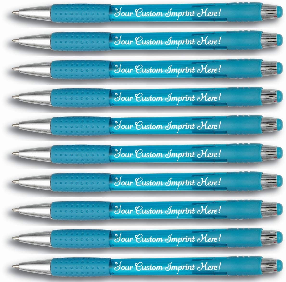 Personalized Ballpoint Pen - The Cutey Click Custom Printed - Full color Name/Logo/Text/Message FREE PERSONALIZATION - 12 Qty (Translucent Light Blue)