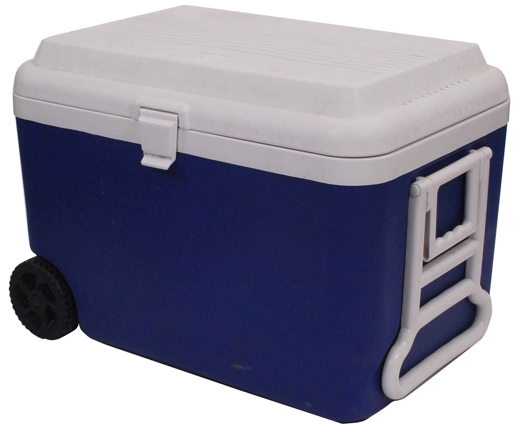 Epicurean 1-Piece 45 x 43 x 65 cm 60 Litre Polypropylene Cool Box on Wheels, Blue and white