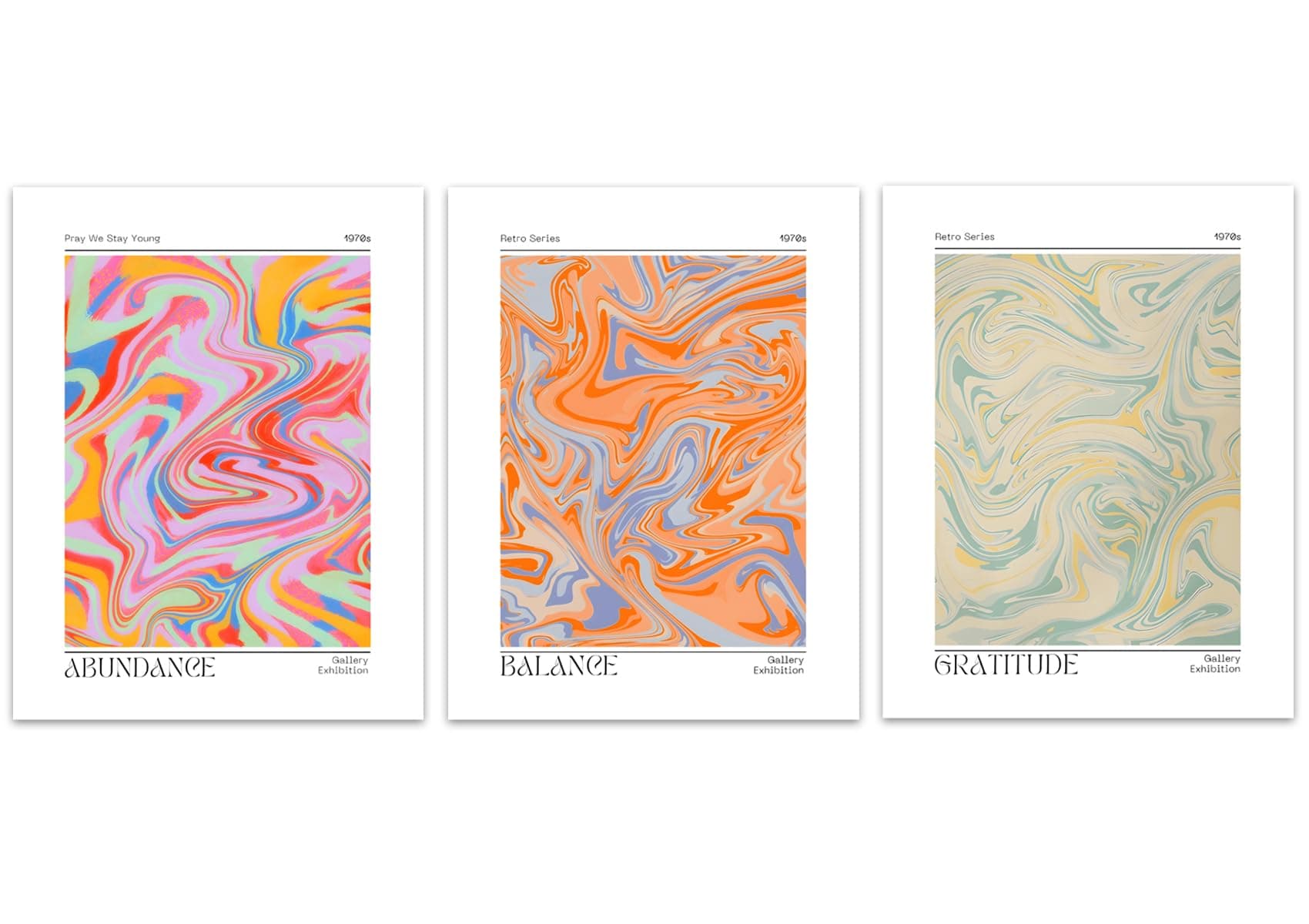 Hwetui Gradient Psychedelic Wall Art,Abstract textured canvas print, Minimalist Inspirational Aura Angel Numbers Poster, Trendy Decorations painting,colorful Aesthetic Picture, set of 3 12x16Inch