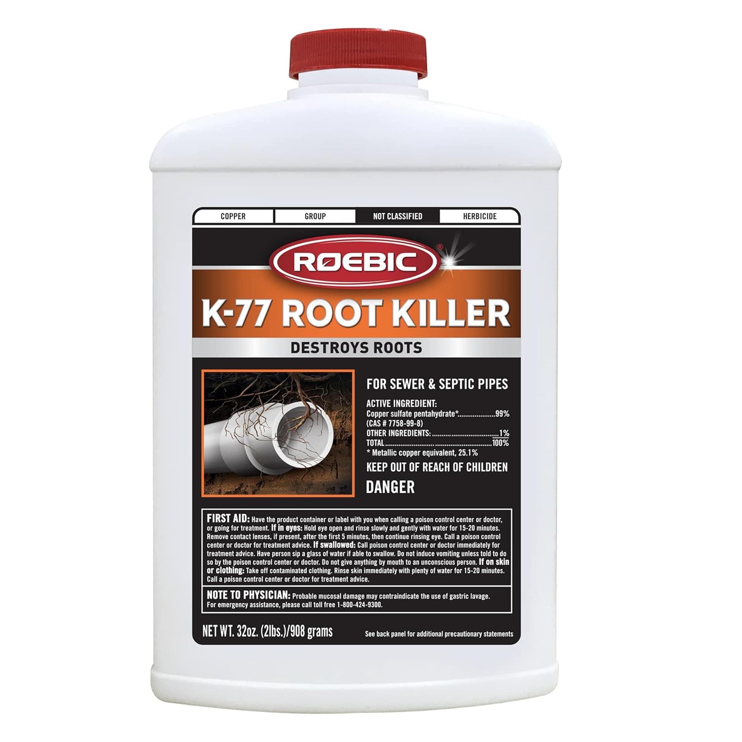 K-77 Root Killer: Clears Pipes, Stops New Growth, Works for Sewer and Septic Systems - 32 Ounce