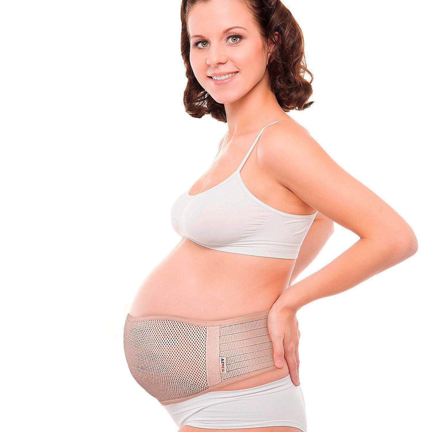 AZMED Maternity Support Belt, Breathable Belly Support Band for Pregnancy with Side Closure, One-Size, Beige