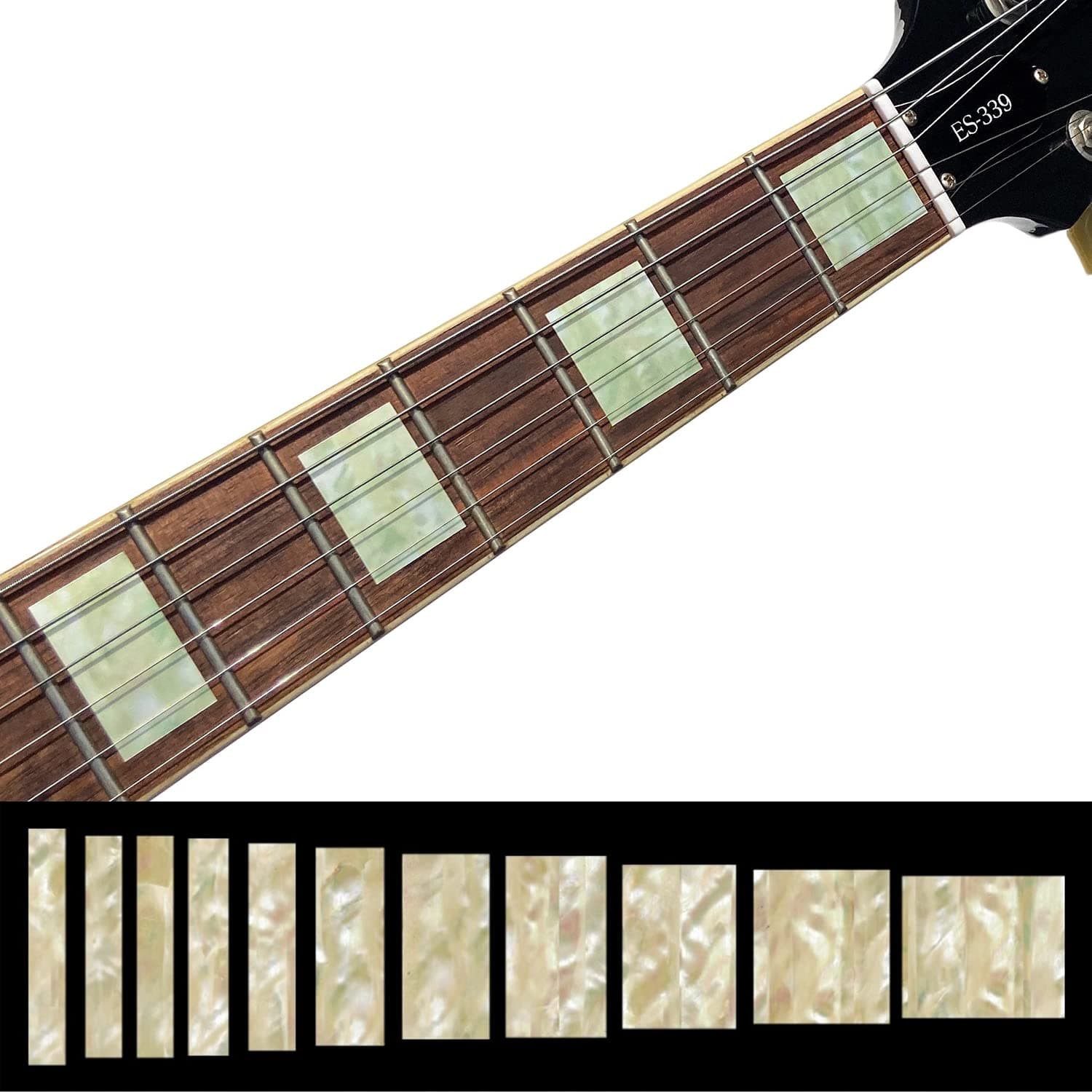 Inlay Sticker Fret Markers for Guitars & Bass - LP/SG Blocks - Aged White Pearl, F-005BL-AW
