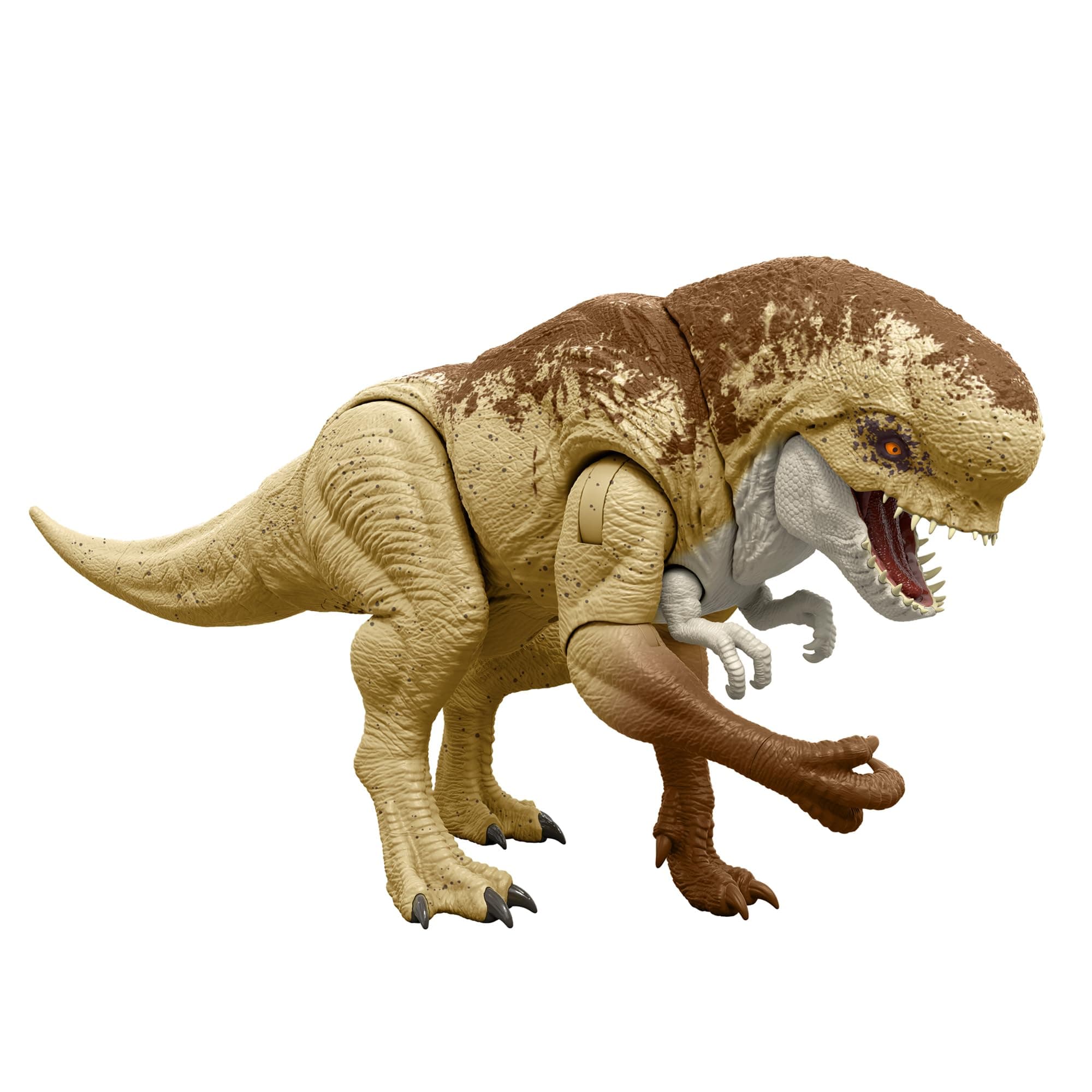 Mattel Jurassic World Battle Action! Roaring Distortus Rex Children's Figure Dinosaur Toy Total Length: Approx. 19.7 inches (50 cm), Ages 4 and Up, Brown JGB58