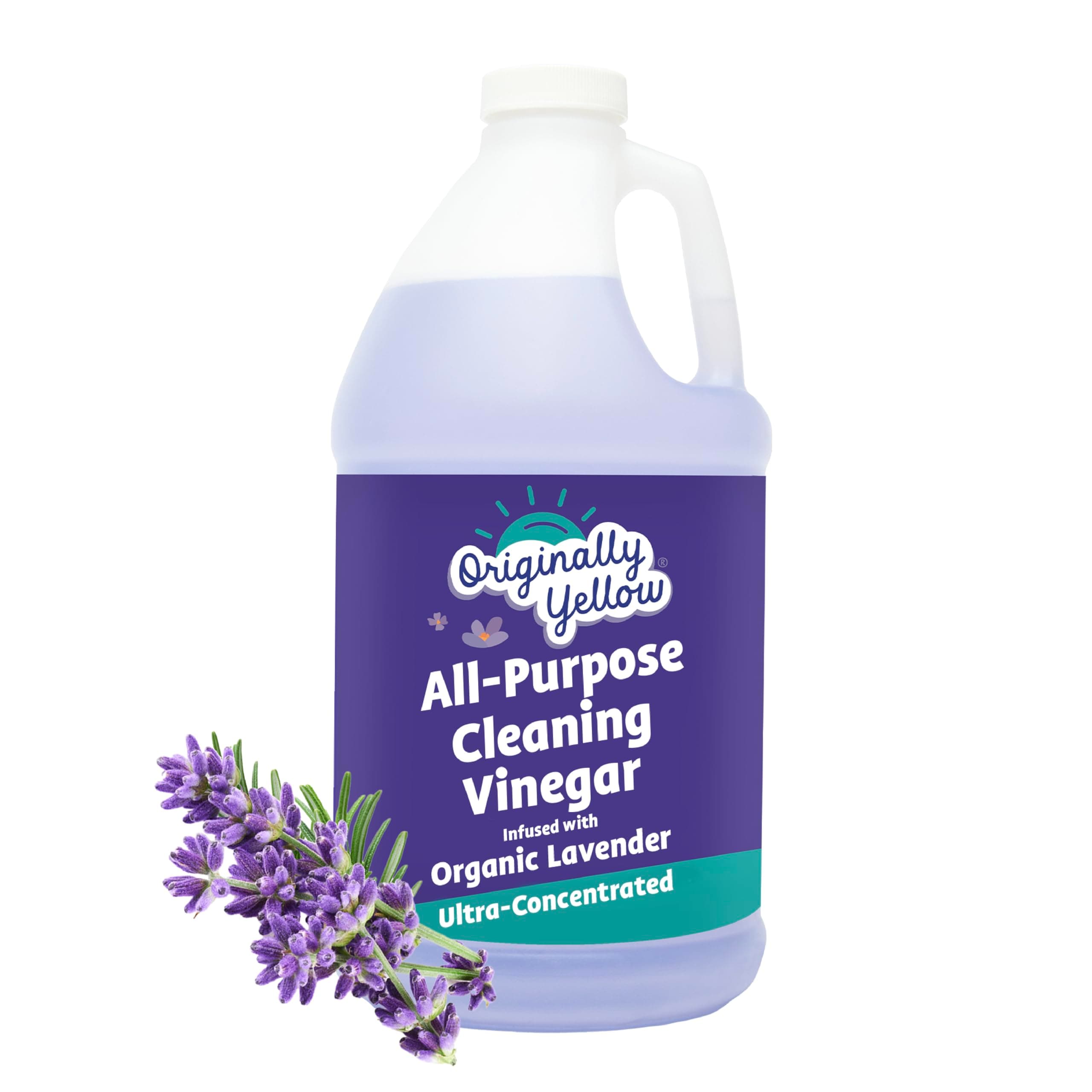 Originally Yellow All-Purpose Cleaning Vinegar for Home Floor Cleaning Solution with Distilled Vinegar | Infused with Organic Lavender | Plant-Based House Cleaning Supplies, 1.89 L (1-Pack)