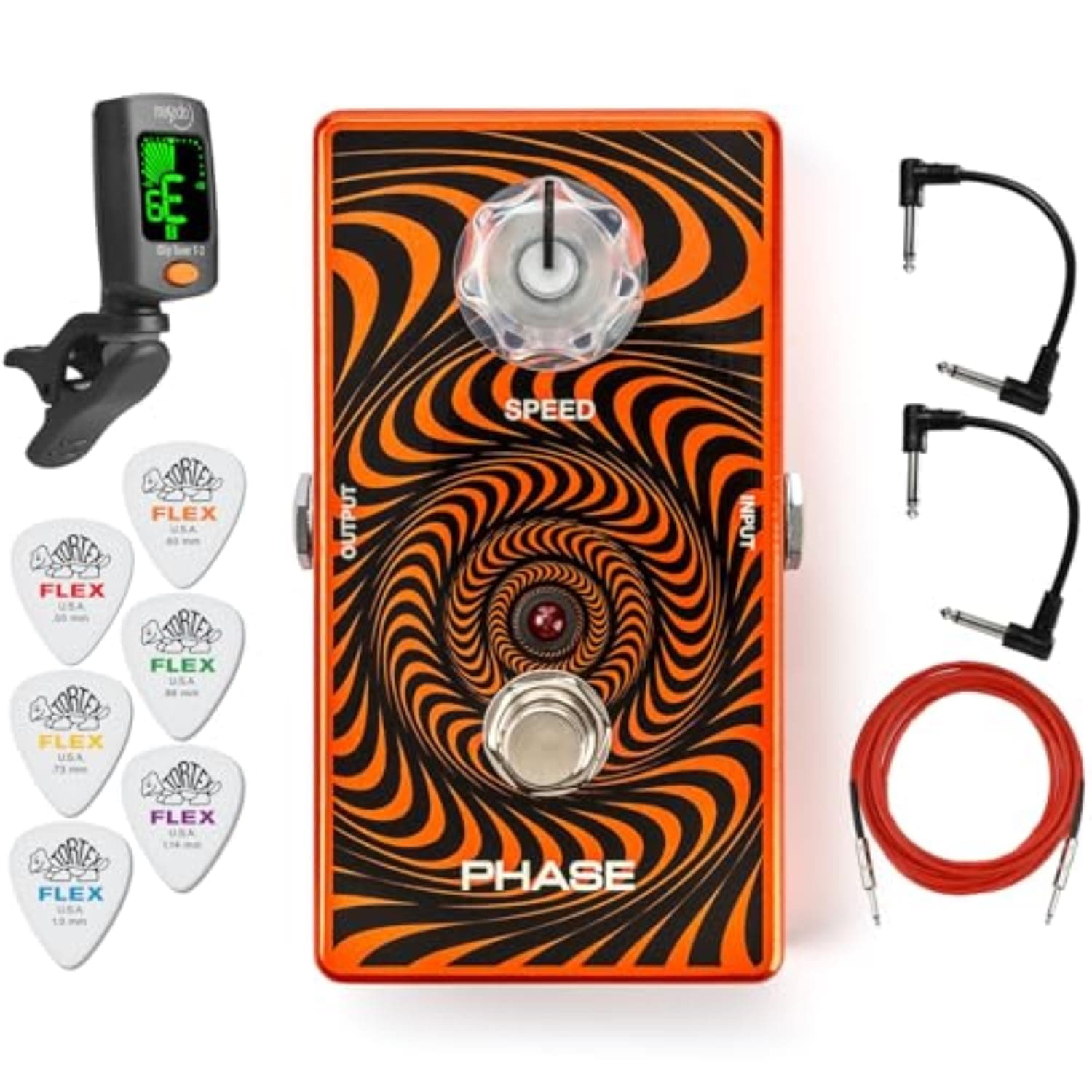 MXR WA90 Wylde Phase Pedal - Bundle with Instrument Cable, 2 Patch Cables, Tuner, and 6 Dunlop Flex Picks