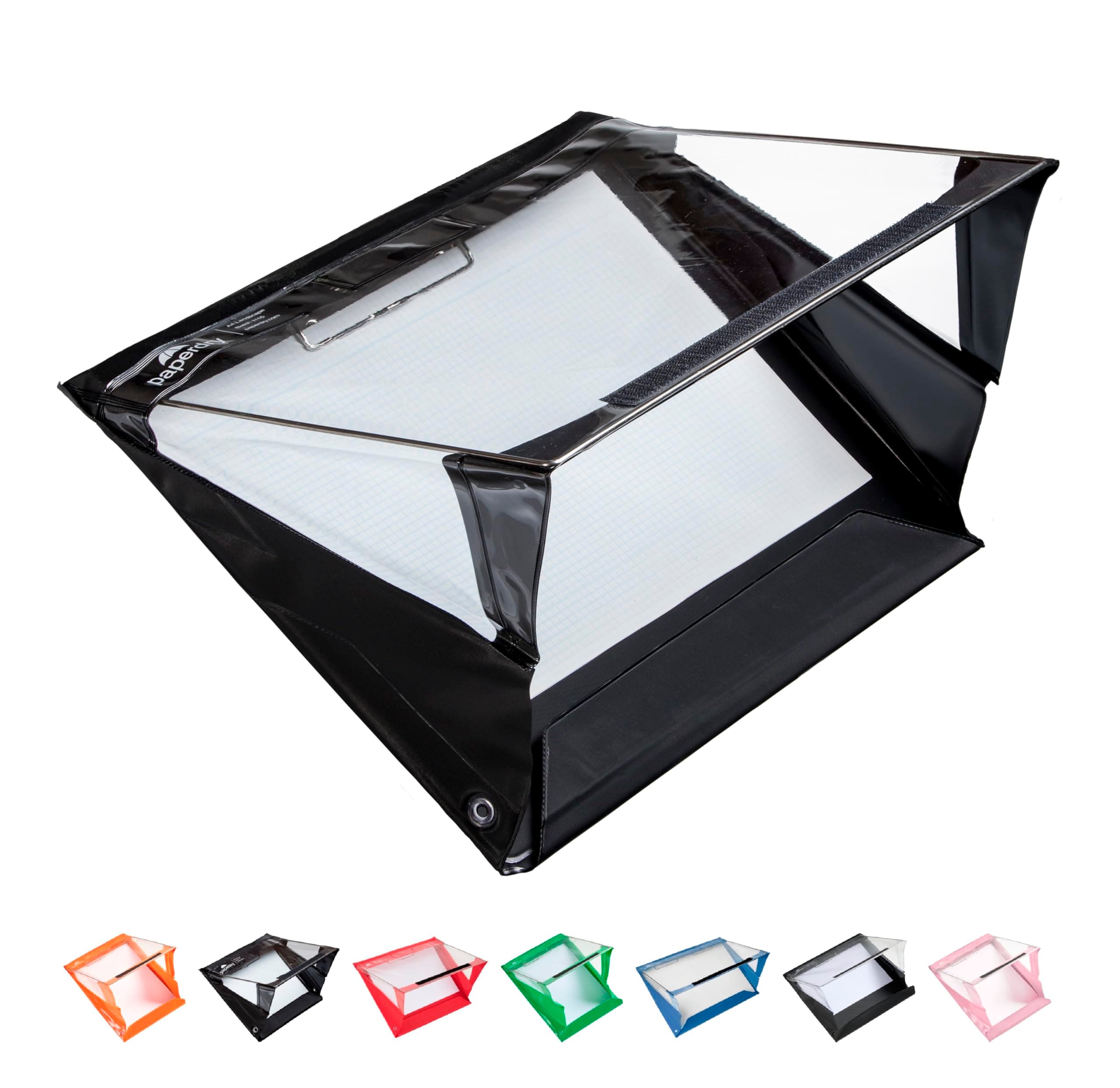 Waterproof Clipboard A4 Landscape by Paperdry, Black, Superior PVC Plastic with Cold Protection, Outdoor Covered Clip Board with Storage, A4 Waterproof Document Holder