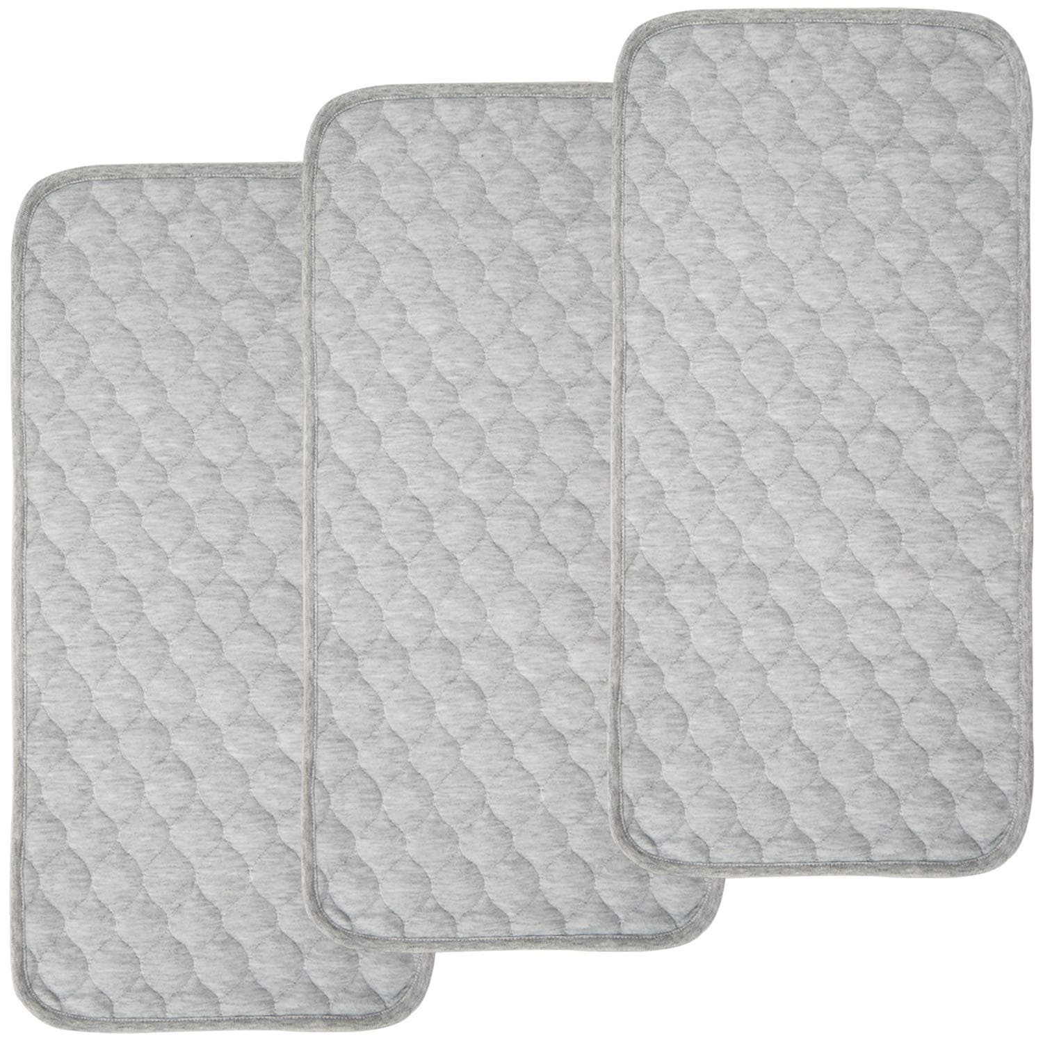 BlueSnail Bamboo Rayon Quilted Thicker Longer Waterproof Changing Pad Liners for Babies 3 Count (Gray)