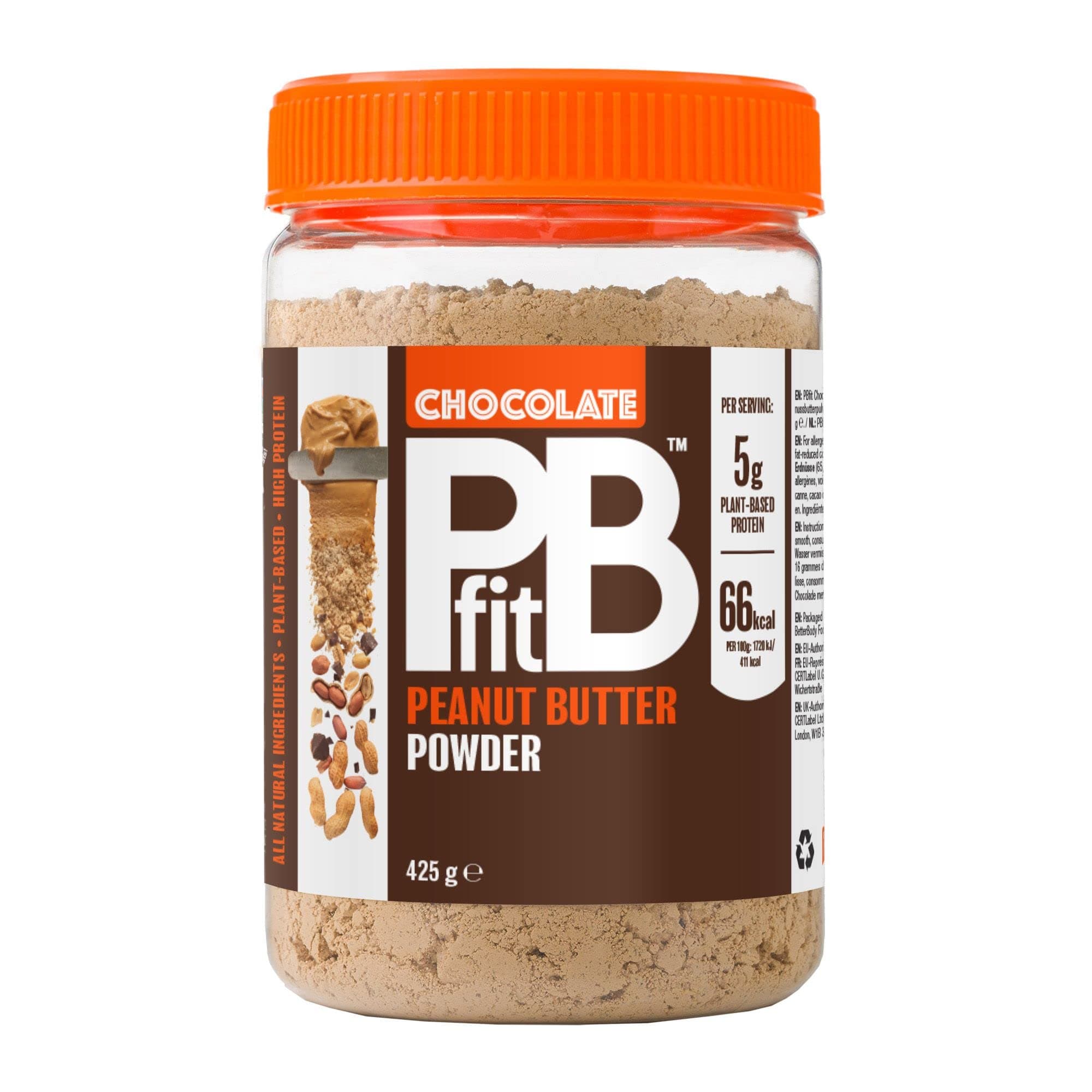 Chocolate Peanut Butter Powder - 88% Less Fat, 5g of Protein, Gluten Free Natural Nut Butter Spread - Powdered Peanut Butter Spread from Real Roasted Pressed Peanuts and Cocoa - 425g