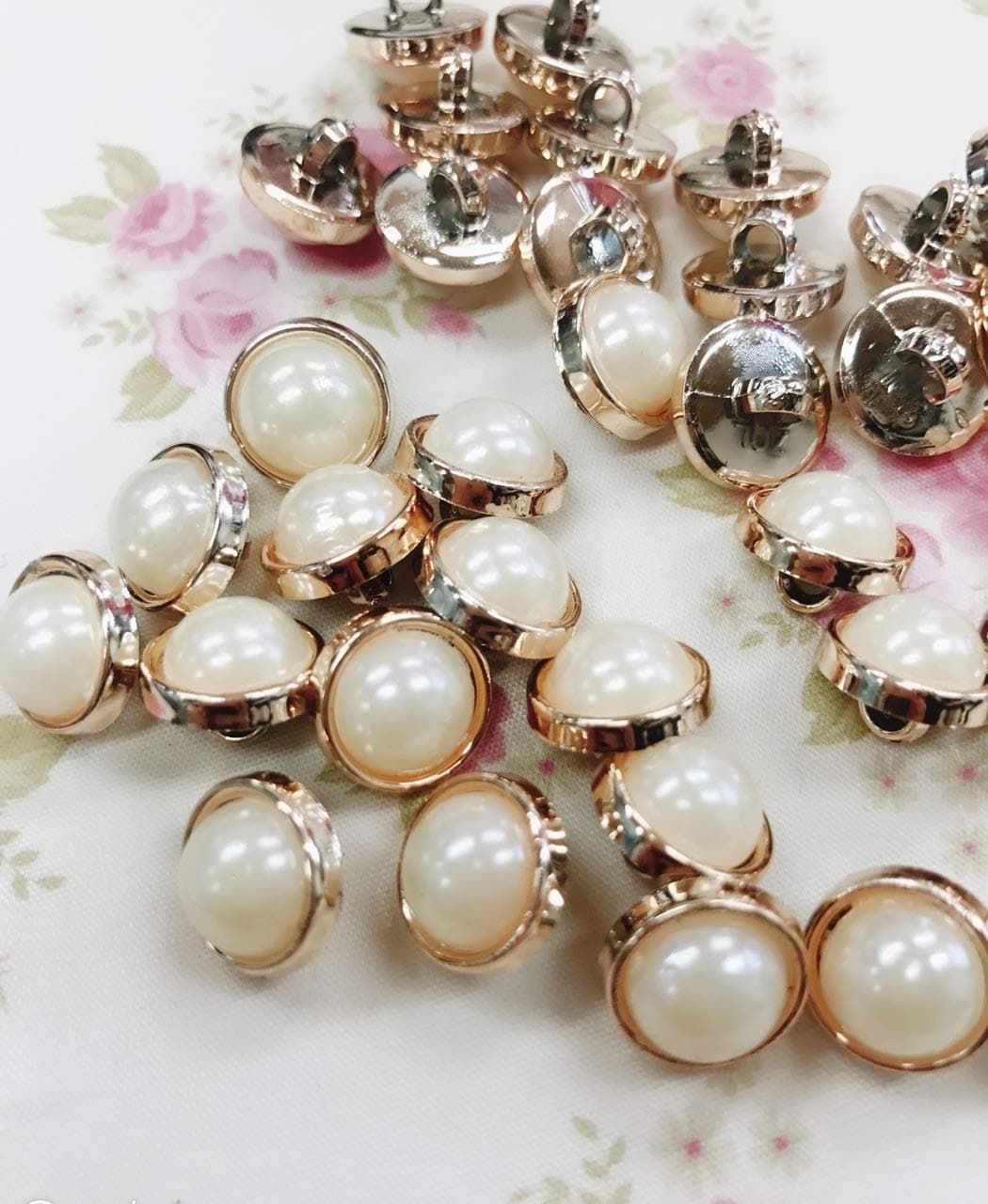 20pc Rose Gold Rim Pearl Button with Shank (Sb81) US SELLER SHIP FAST