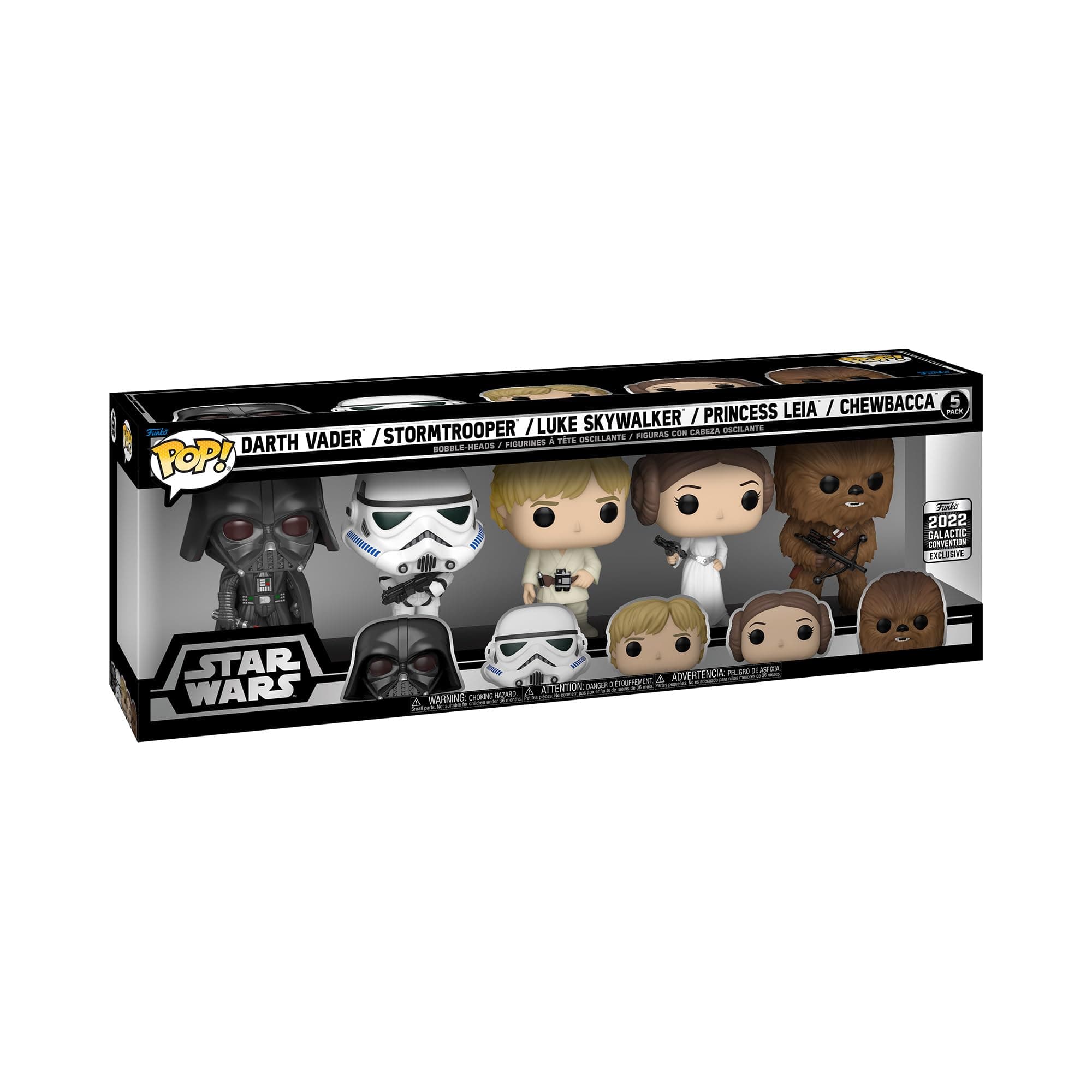 Pop! Vinyl: Star Wars - Darth Vader, Stormtrooper, Luke Skywalker, Princess Leia and Chewbacca - 5 Pack (Shared Galactic Convention, Amazon Exclusive), Multicolor, 64122