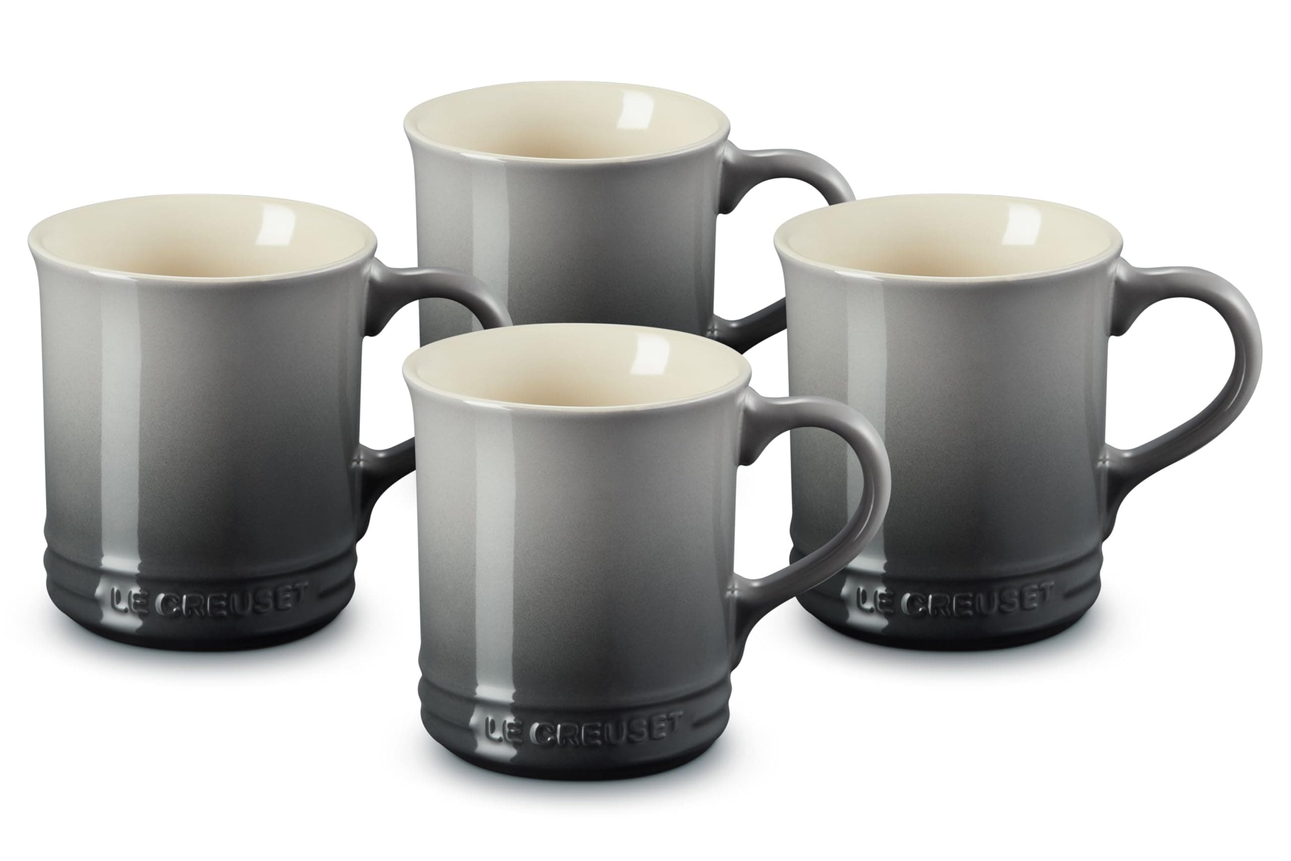Stoneware Set of 4 Mugs, 14 oz. each, Oyster