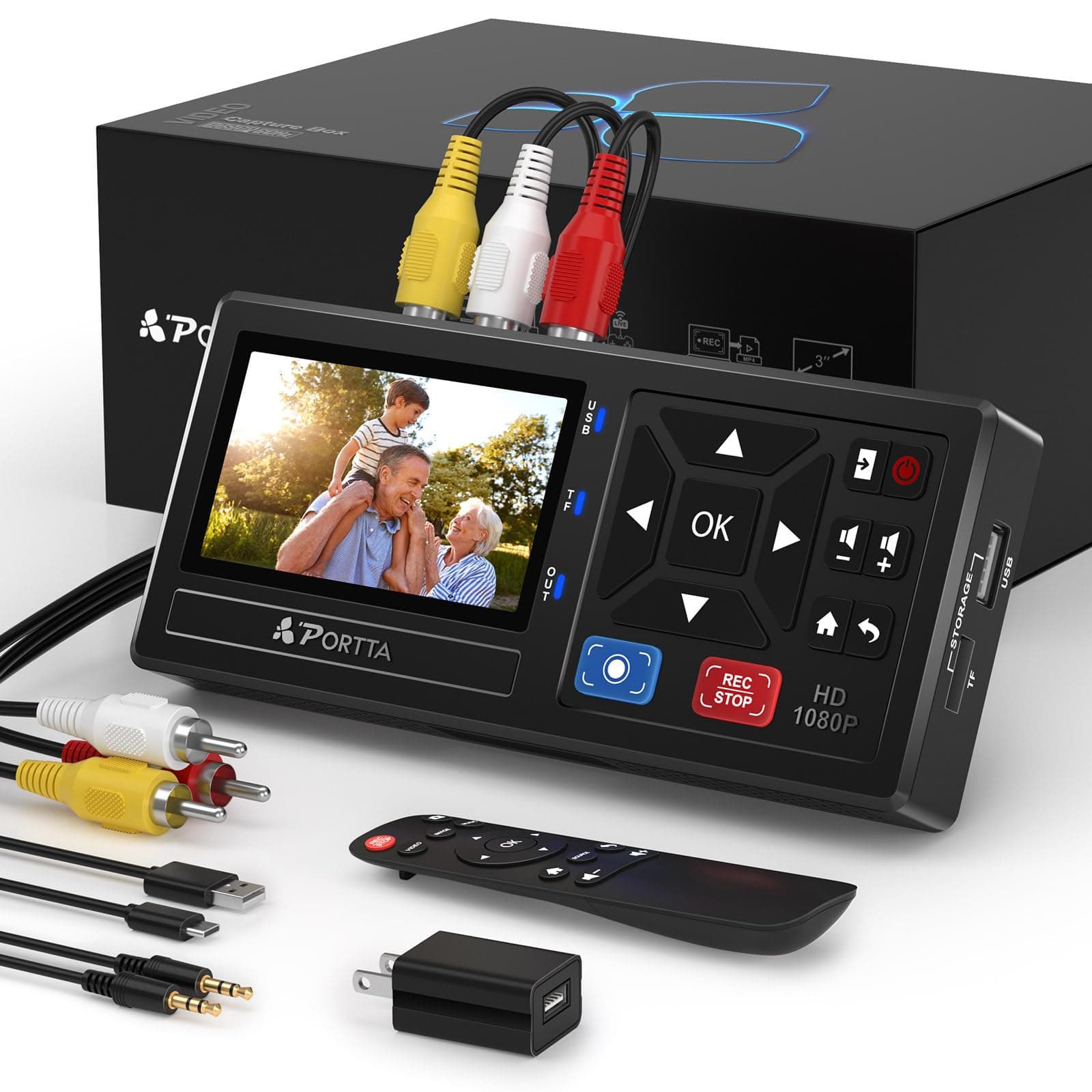 VHS to Digital Converter, Video to Digital Recorder with Remote, Compatible with VHS, VCR, DVR, DVD, Hi8, Mini DV Players, Camcorder, Gaming Consoles (Tapes/DVD Player Not Included)