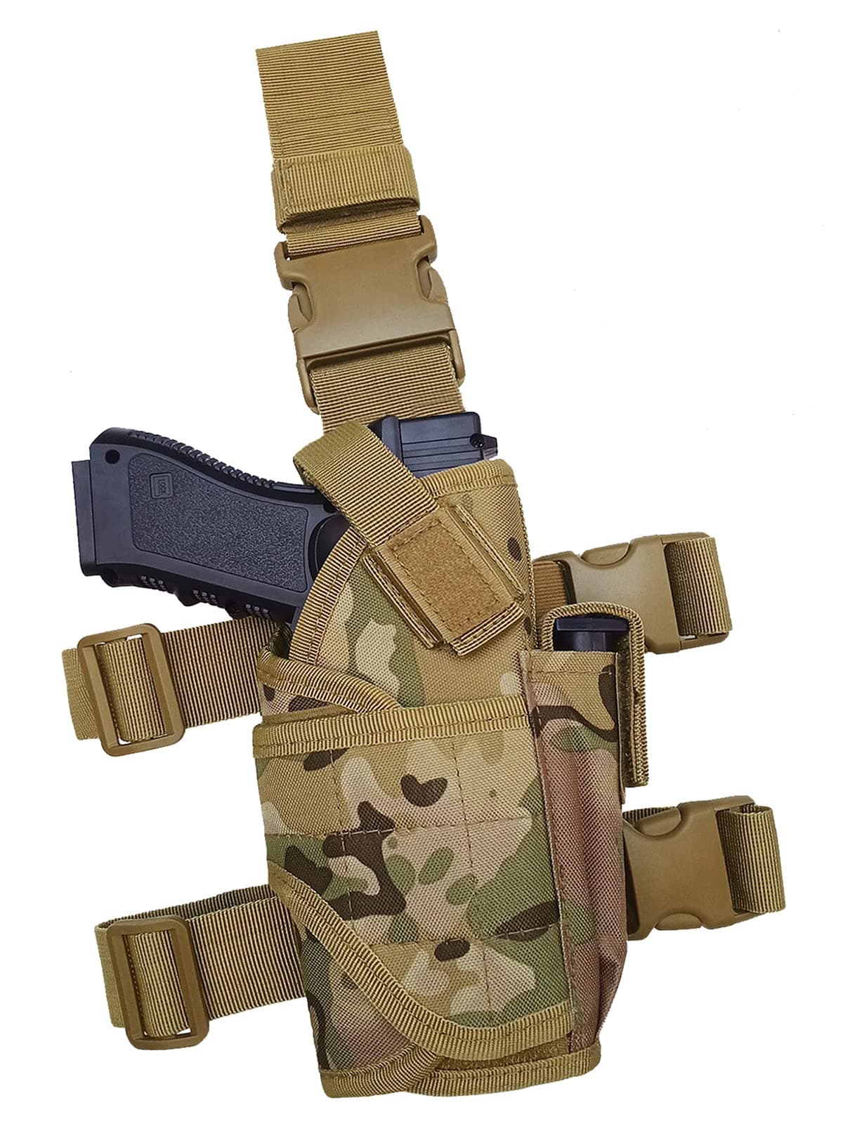 Molle Tactical Pistol Thigh Gun Holster, Drop Leg Holster, Right Hand Adjustable.