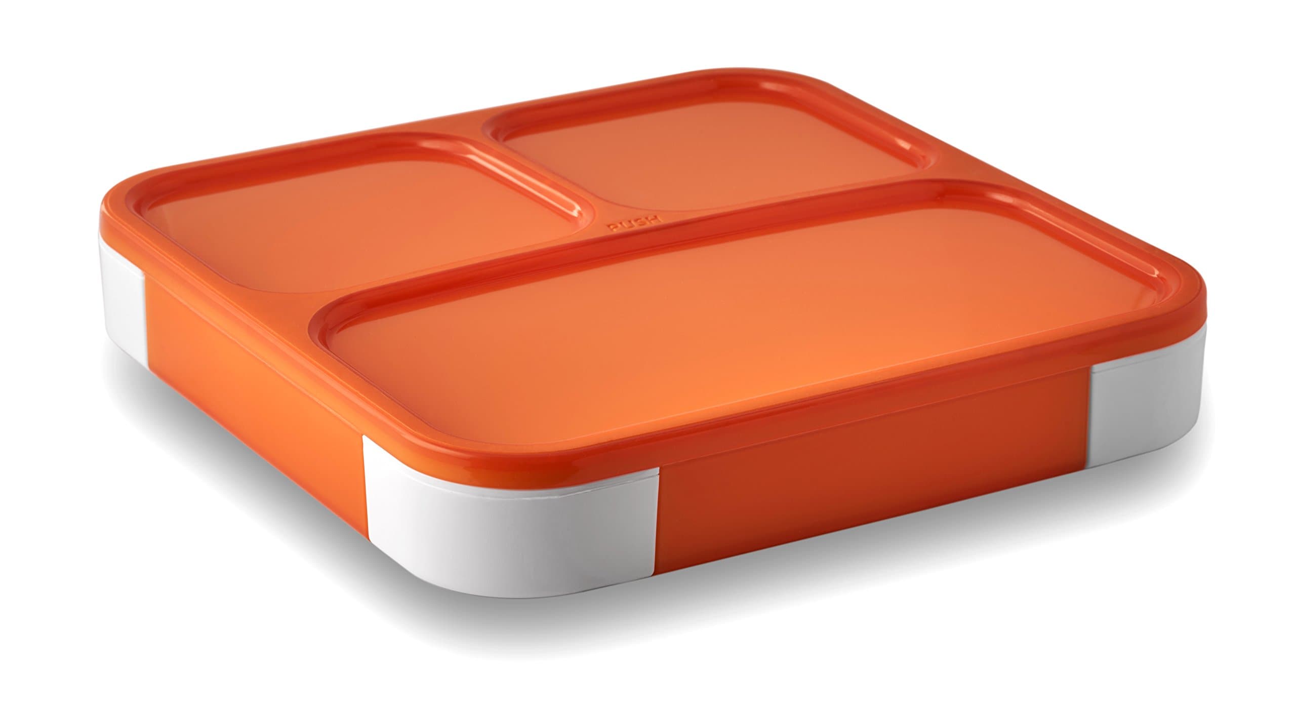 Leox Bulkhead Slim Lunch Box 3 Compartments Lunch Box Bento Box Lunch Box Storage Container Food To Go Breakfast Bowl Food Container Food Container, Orange