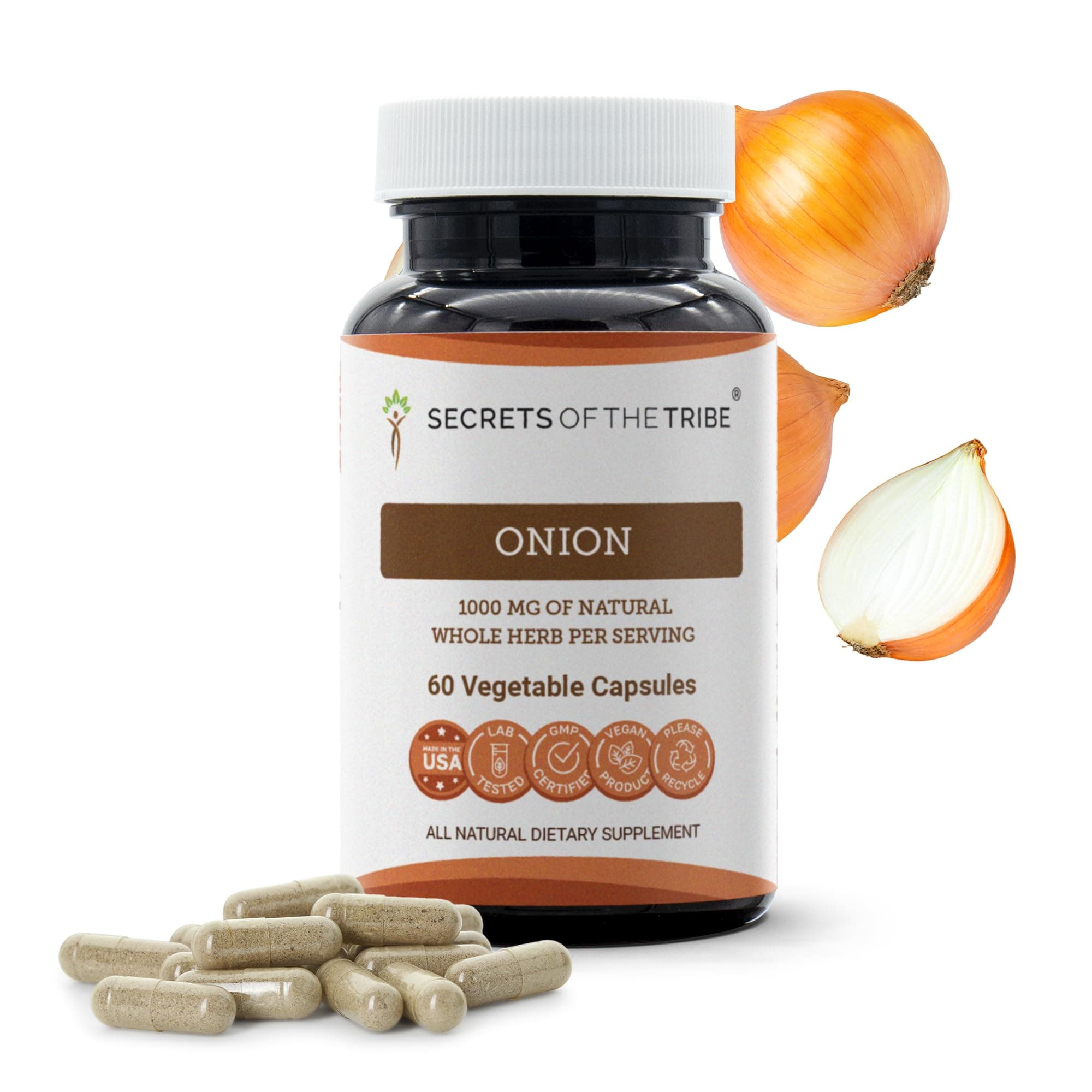 Secrets of the Tribe Onion 60 Capsules, 1000 mg, Onion (Allium Cepa) Dried Bulb (60 Capsules)
