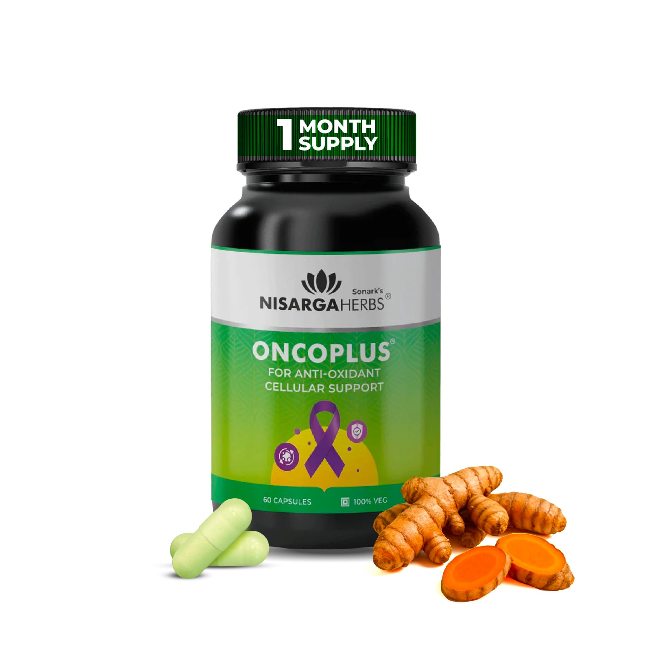 Nisarga Herbs Oncoplus 60 Capsules | 30 Days Supply | Antioxidant & Anti-Inflammatory Support | Reduces Nausea & Improves Quality of Life
