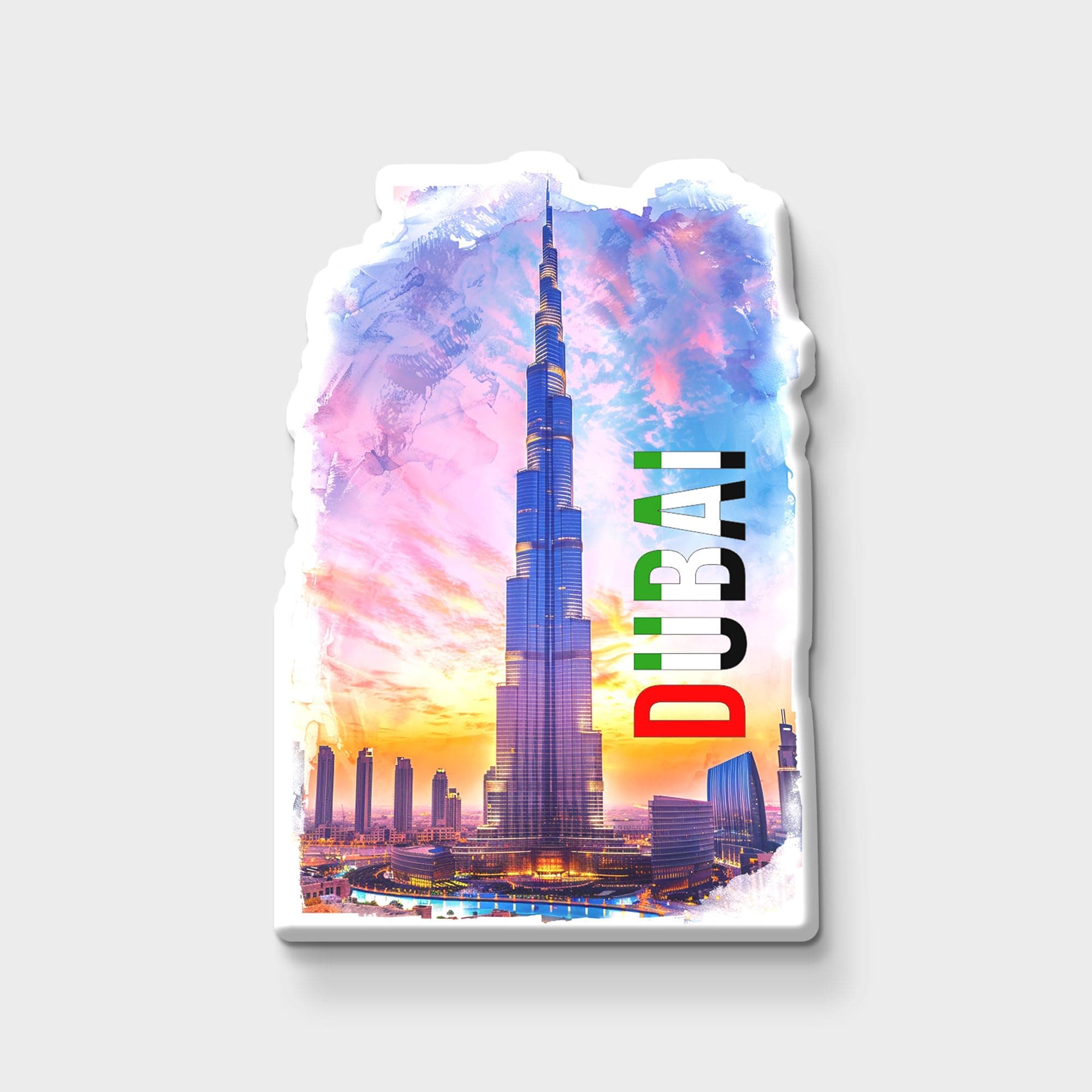 Dubai Country Theme Souvenir Wooden Fridge Magnet for Refrigerator - Dubai Printed Stylish Magnet for Fridge Decoration, 1 Piece