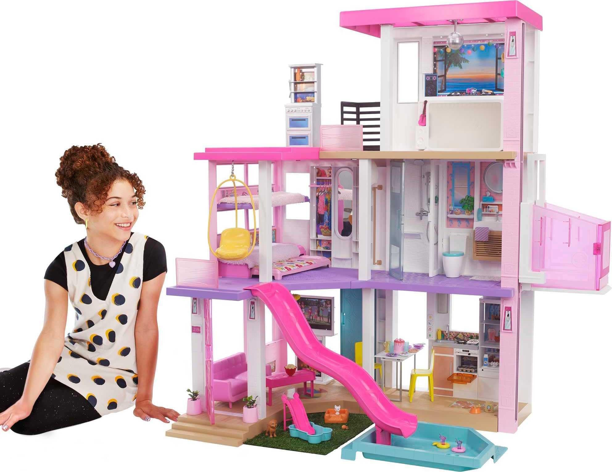 Barbie DreamHouse Dollhouse with 75+ Accessories and Wheelchair Accessible Elevator, 10 Play Areas, 3 Custom Light Settings & Music, GRG93