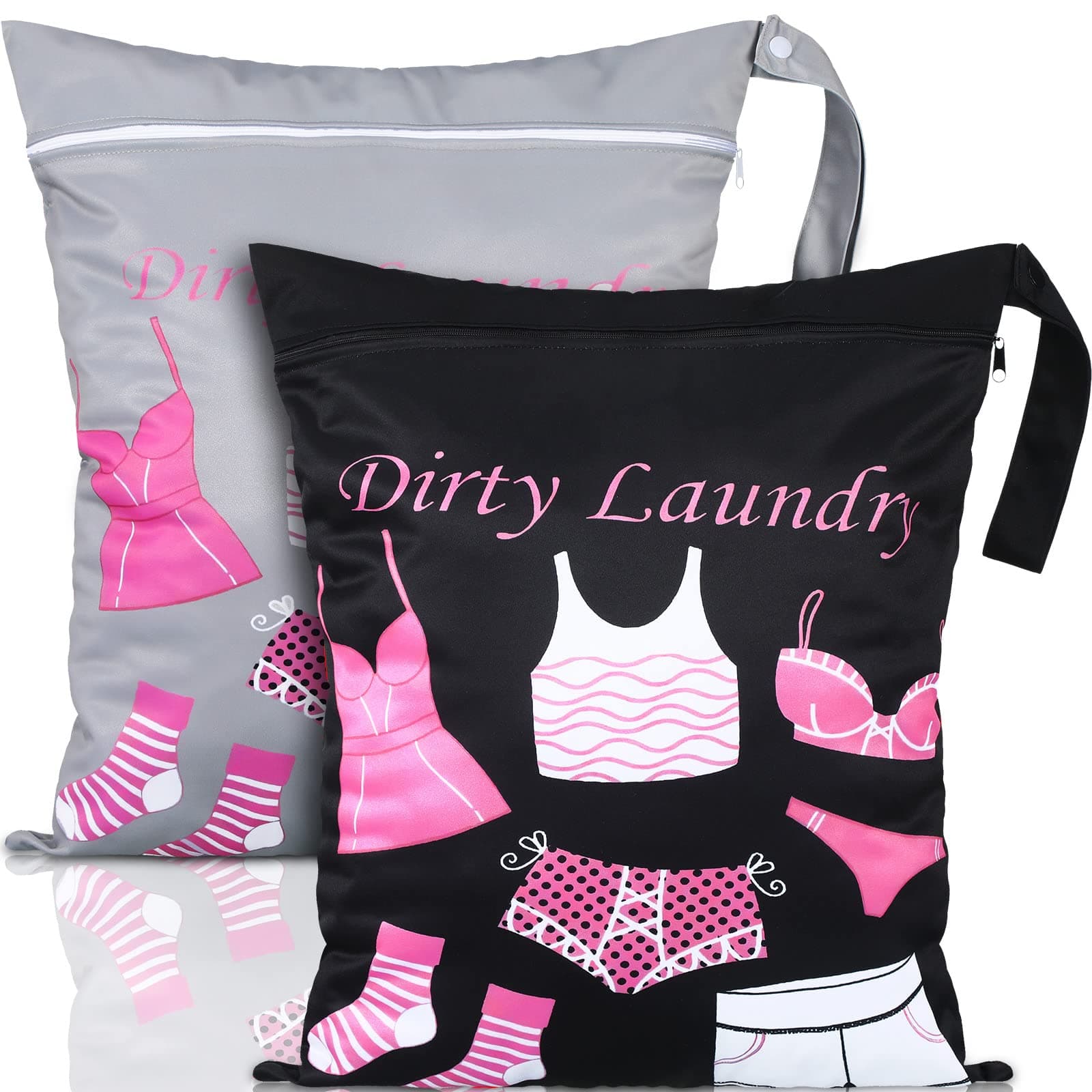 Shappy 2 Pcs Large Travel Laundry Bag Washable Waterproof Wet Dry Large Dirty Clothes Bag Bathing Workout(Dress Style)