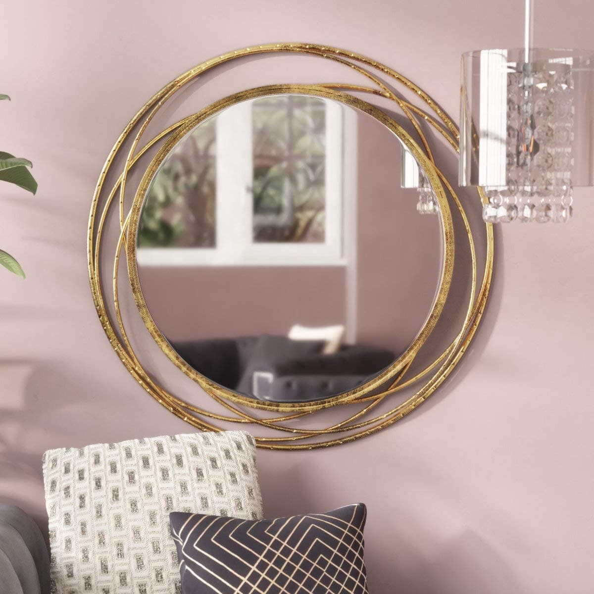SPAZIO Swirl Wall Mirror, One Size, Antique Gold