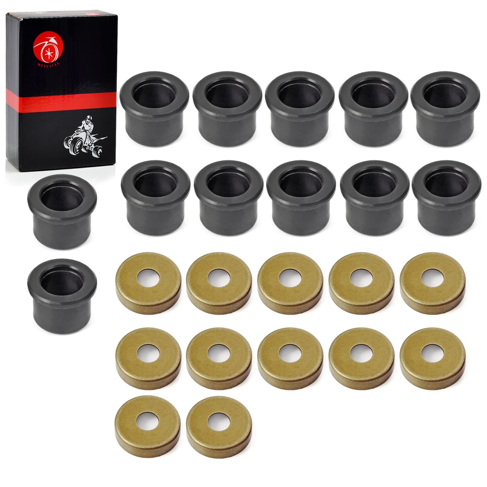 12pcs A Arm Bushing & Dust Cover Seal Caps Rebuild Kit Compatible with Yamaha YFZ450 Raptor 125 250 660 700 Banshee 350 YFZ350 Blaster 200 YFS200 5YT-23517-00-00 90381-15088-00