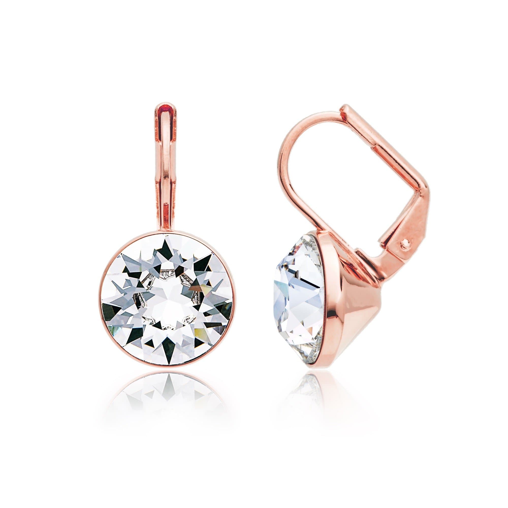 MYJS Bella Earrings with 4 Crt Clear Swarovski Crystals Rose Gold Plated