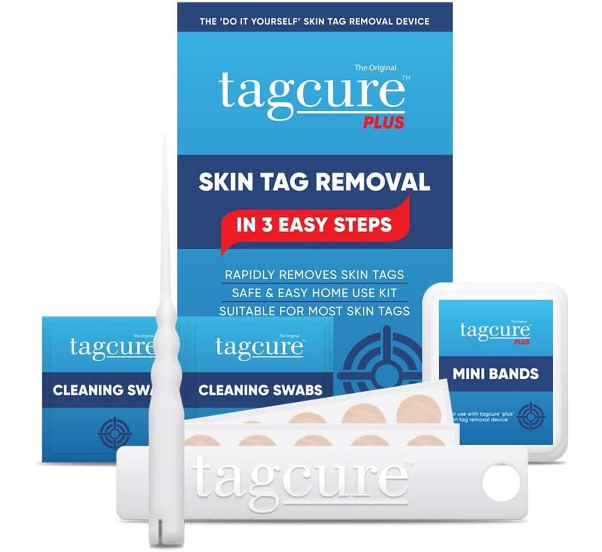 Skin Tag Removal Kit for Easy Skin Tag Removal - Includes x10 Tag Bands x10 Cleaning Swabs & x10 Plasters to Cover Tag Area (Suitable for Skintags 0.5cm or Less)