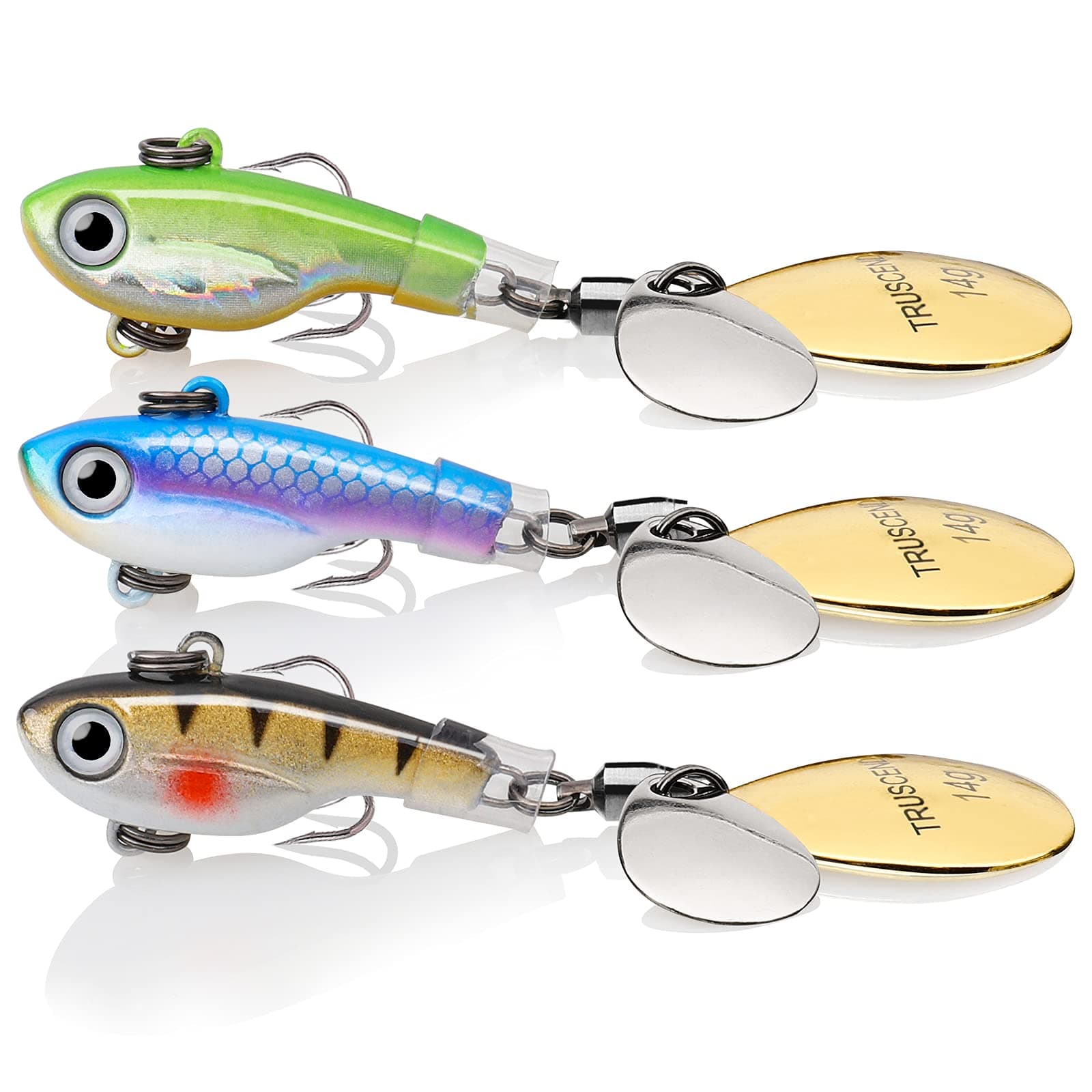 TRUSCEND Swim or Jig Fishing Spinner Baits for Freshwater and Saltwater, Rooster Tail Fishing Lures for Trout Bass Walleye Crappie Salmon Pike, Blade Bait with Copper Blade