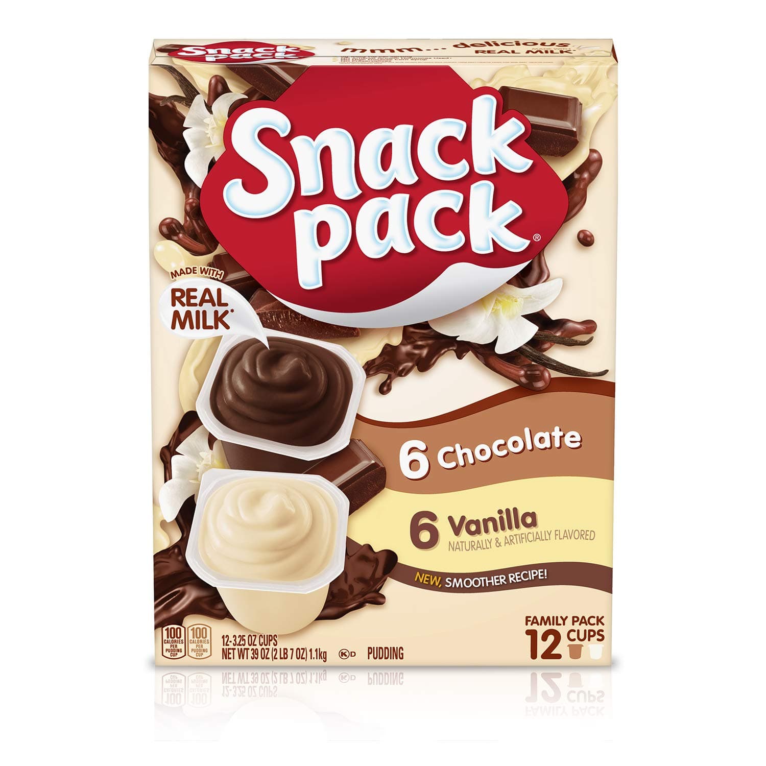 Snack Pack Chocolate and Vanilla Flavored Pudding Cups, 3.25 oz., 12-Count Family Pack