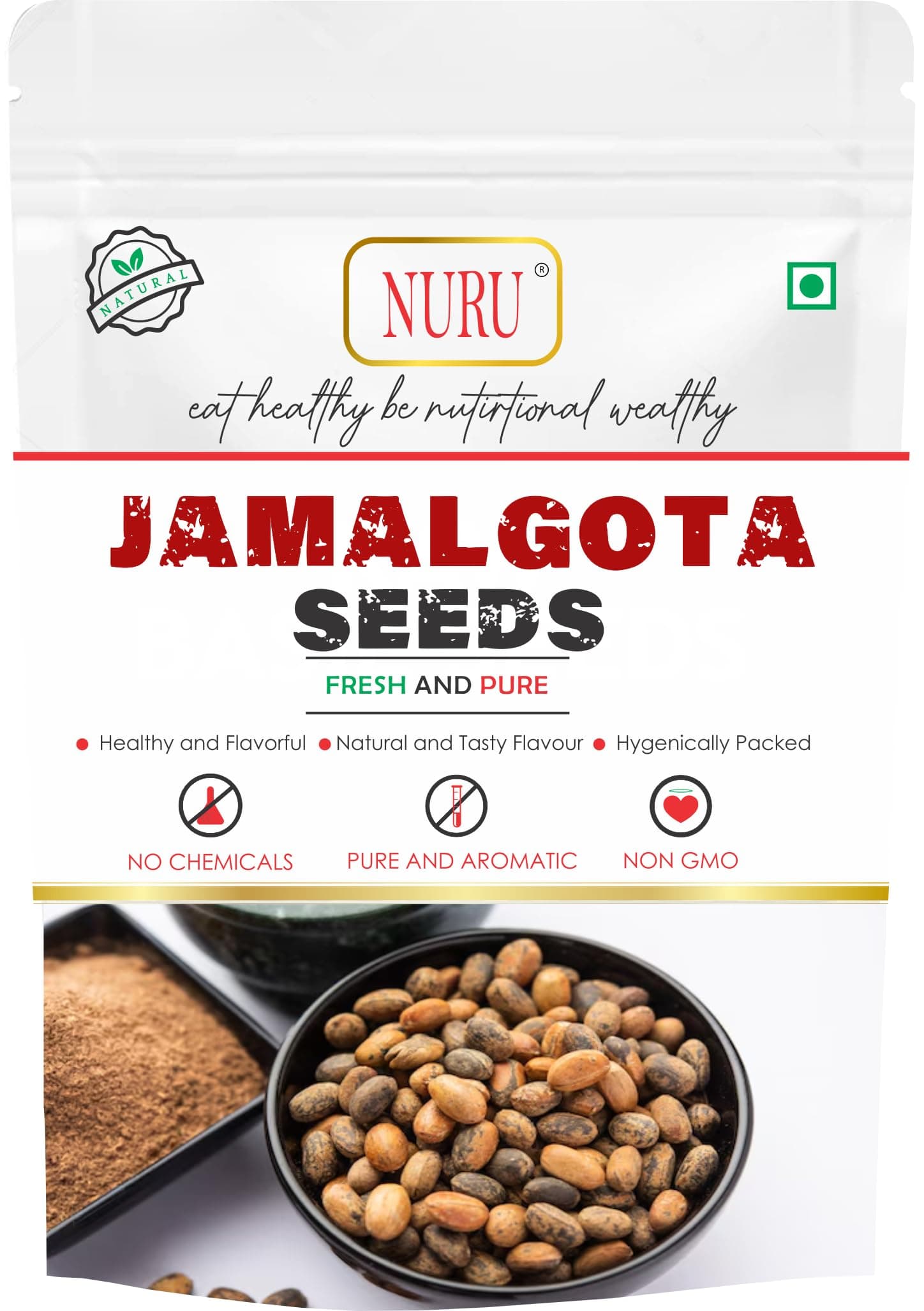 Nuru Jamalgota Seeds For Hair - Croton Seed | Croton Tiglium Seed | Jamalghota Seed | Jamalgota Beej | Jamalghota Beej | Jamal gota Seeds | Make Paste (150 gm)