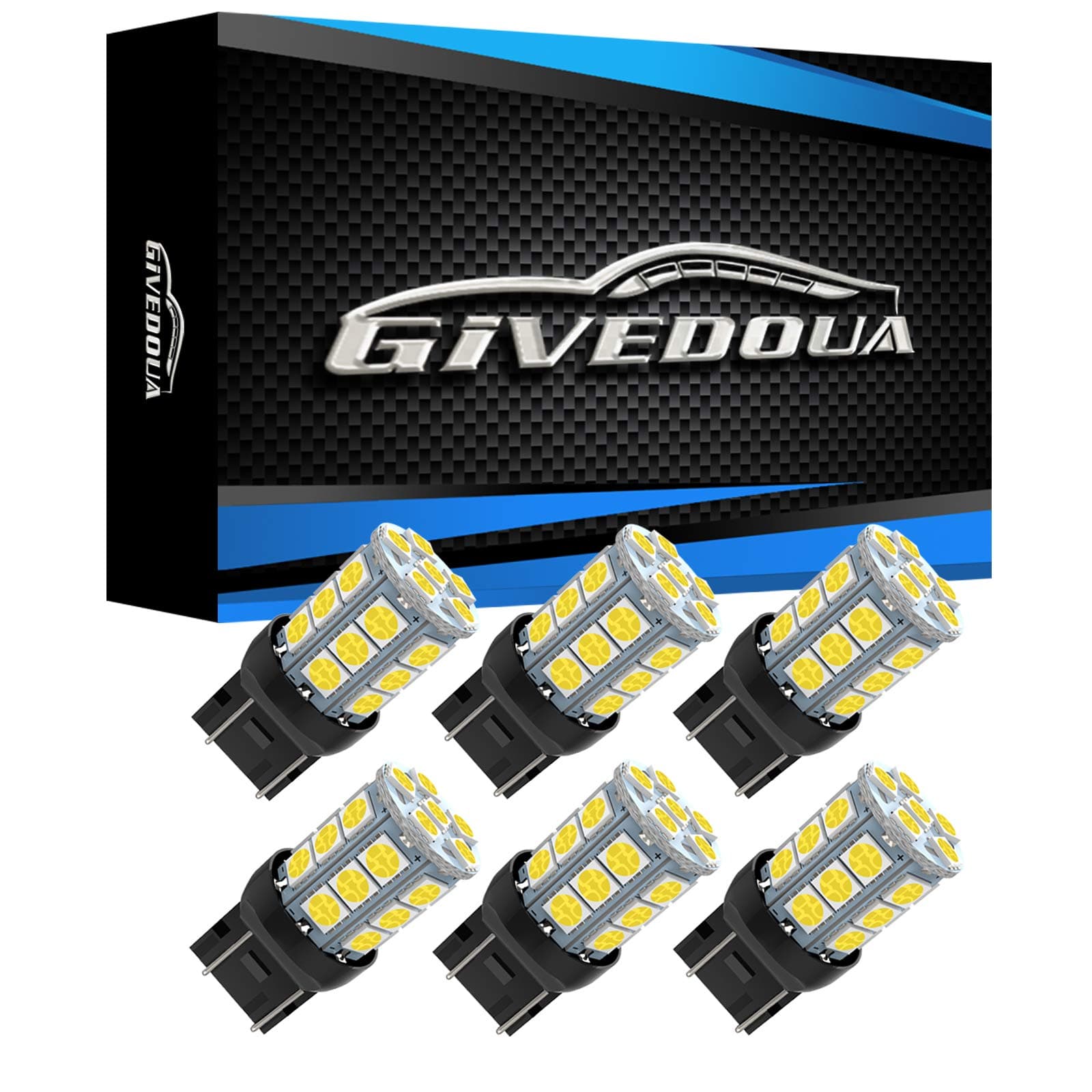 GIVEDOUA 7443 LED Brake Bulbs 7440 Brake Lights T20 992 7441 7444 Bulbs Super Bright 27SMD 5050 Chips Used for Brake Lights, Backup Reverse Lights,Pack of 6pcs