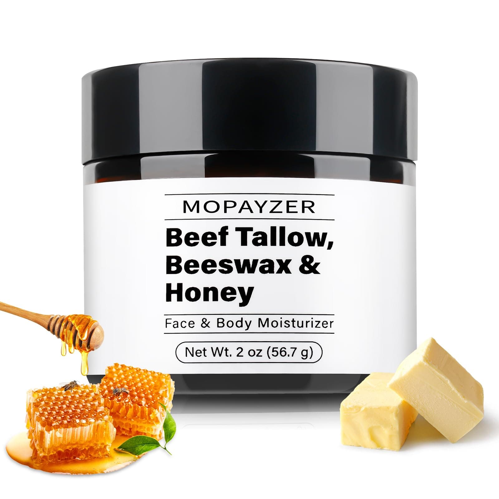Beef Tallow for Skin, Whipped Tallow Balm for Face & Body, Grass Fed Beef Tallow Moisturizer with Tallow, Beeswax & Honey, Organic Face Cream for Skin Care, Moisturizes & Repairs Dry Skin, 2 oz