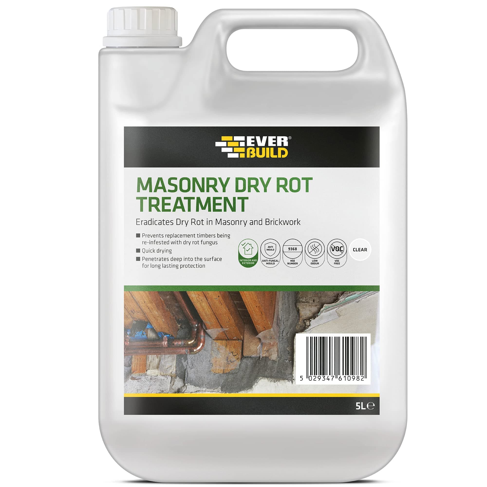 Everbuild LJROT05 Lumberjack Masonry and Brick Dry Rot Treatment, 5 Litre